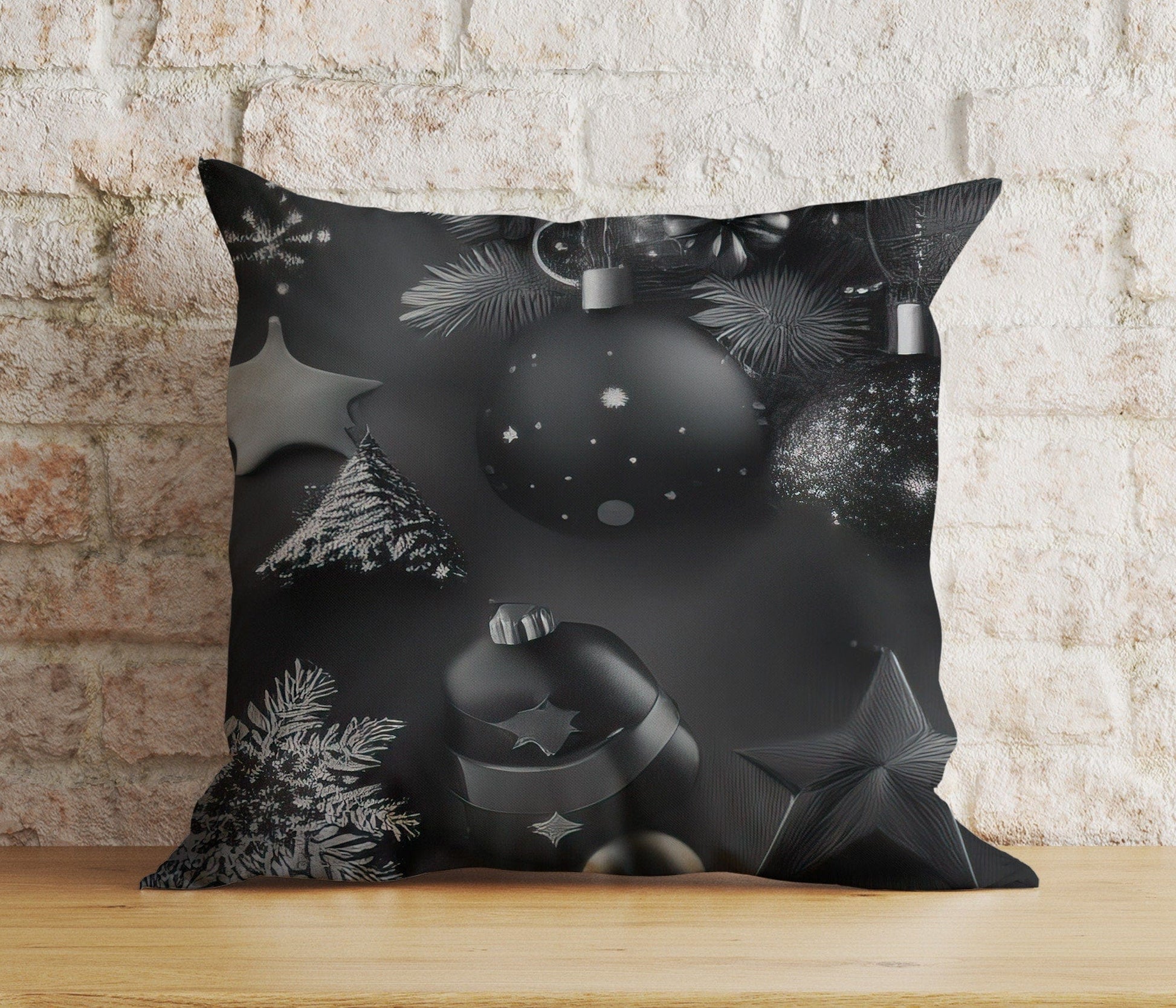 Onay 9 / 12 x 12 inch (30 x 30 cm) Double Side Modern Black Christmas Sleek Holiday Decor Cushion Covers