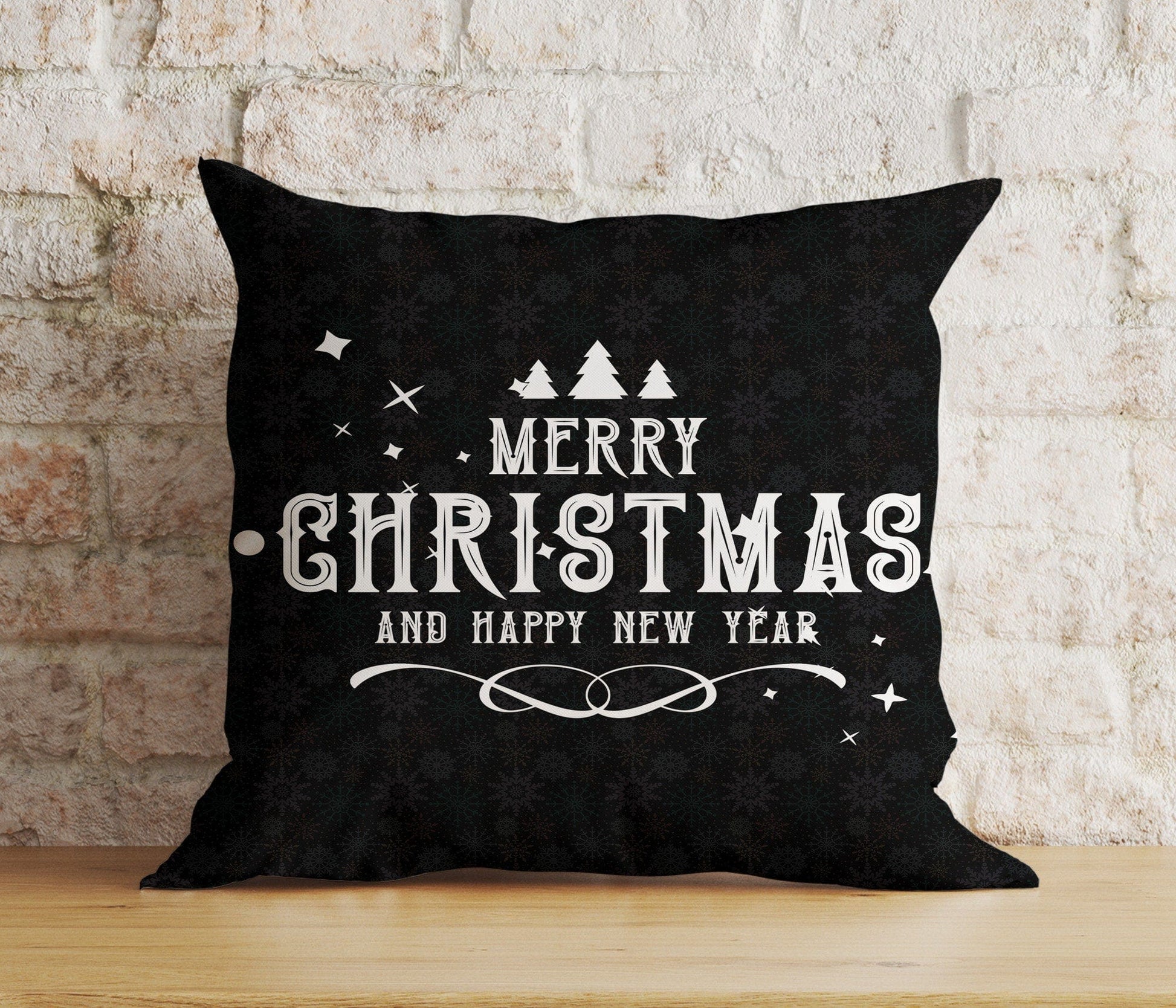Onay 8 / 12 x 12 inch (30 x 30 cm) Double Side Modern Black Christmas Sleek Holiday Decor Cushion Covers