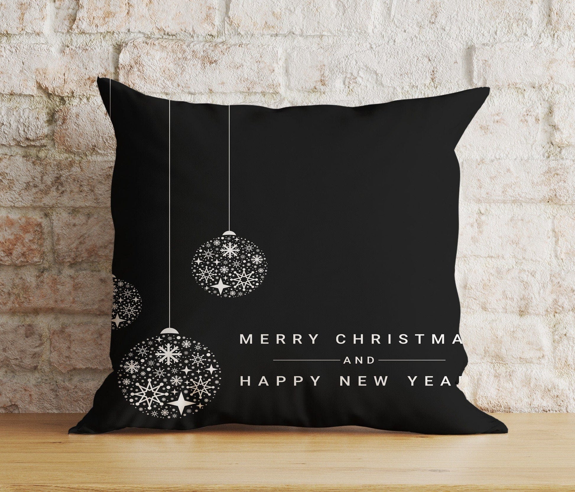 Onay 7 / 12 x 12 inch (30 x 30 cm) Double Side Modern Black Christmas Sleek Holiday Decor Cushion Covers
