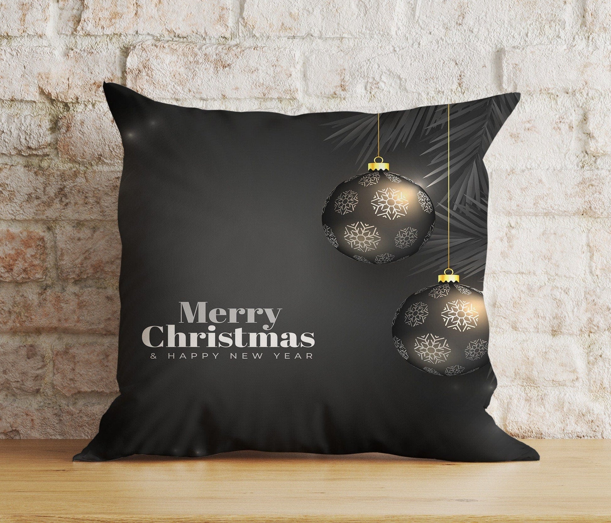 Onay 6 / 12 x 12 inch (30 x 30 cm) Double Side Modern Black Christmas Sleek Holiday Decor Cushion Covers