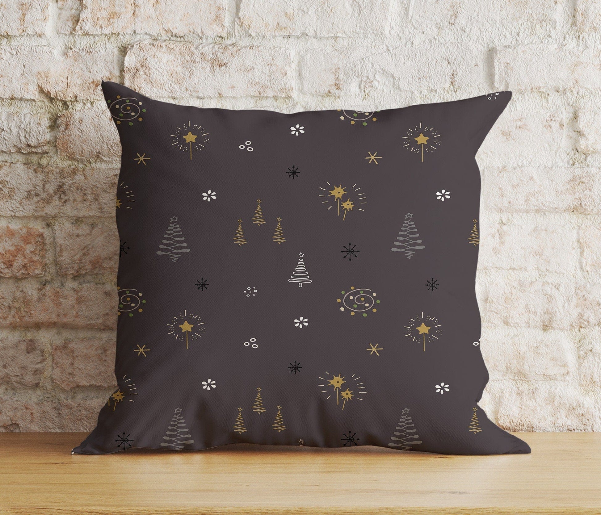 Onay 5 / 12 x 12 inch (30 x 30 cm) Double Side Modern Black Christmas Sleek Holiday Decor Cushion Covers