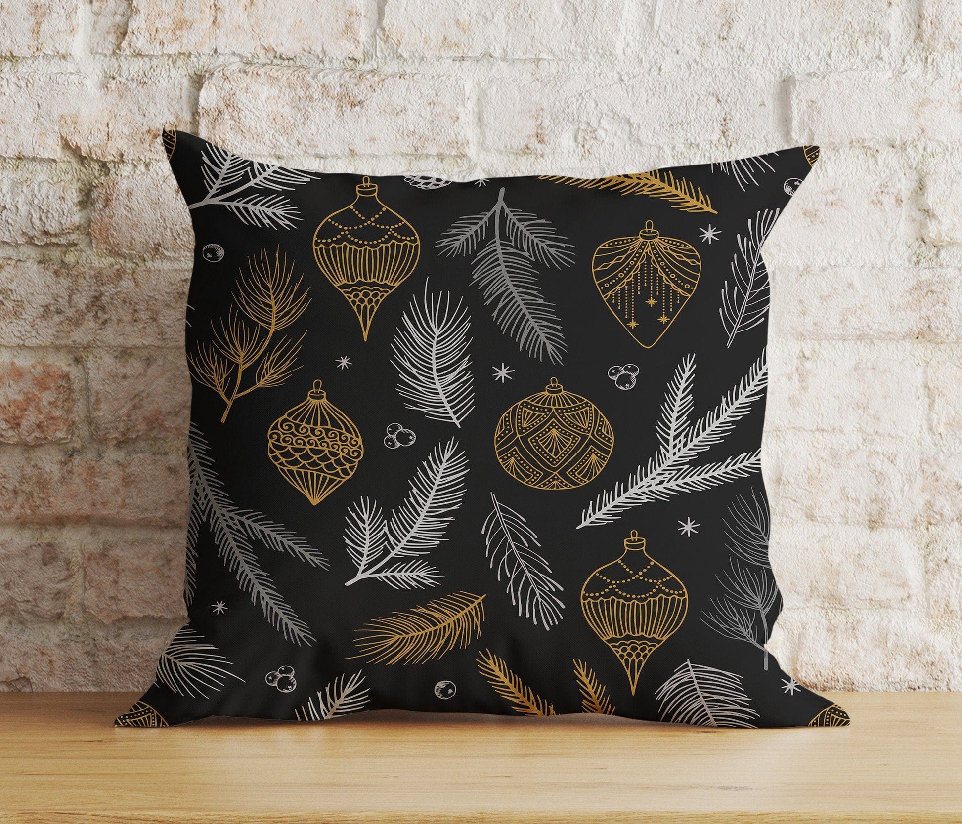 Onay 4 / 12 x 12 inch (30 x 30 cm) Double Side Modern Black Christmas Sleek Holiday Decor Cushion Covers