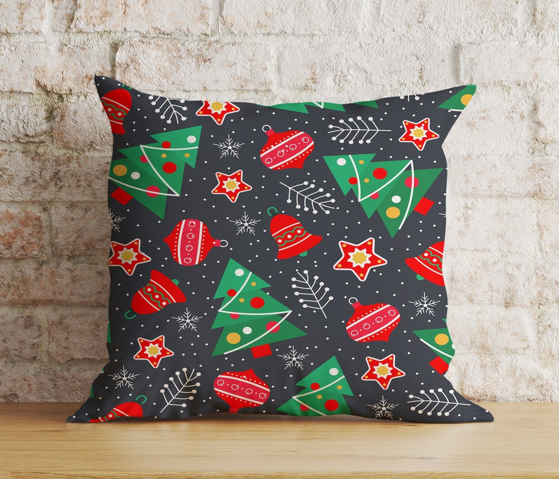 Onay 2 / 12 x 12 inch (30 x 30 cm) Double Side Modern Black Christmas Sleek Holiday Decor Cushion Covers