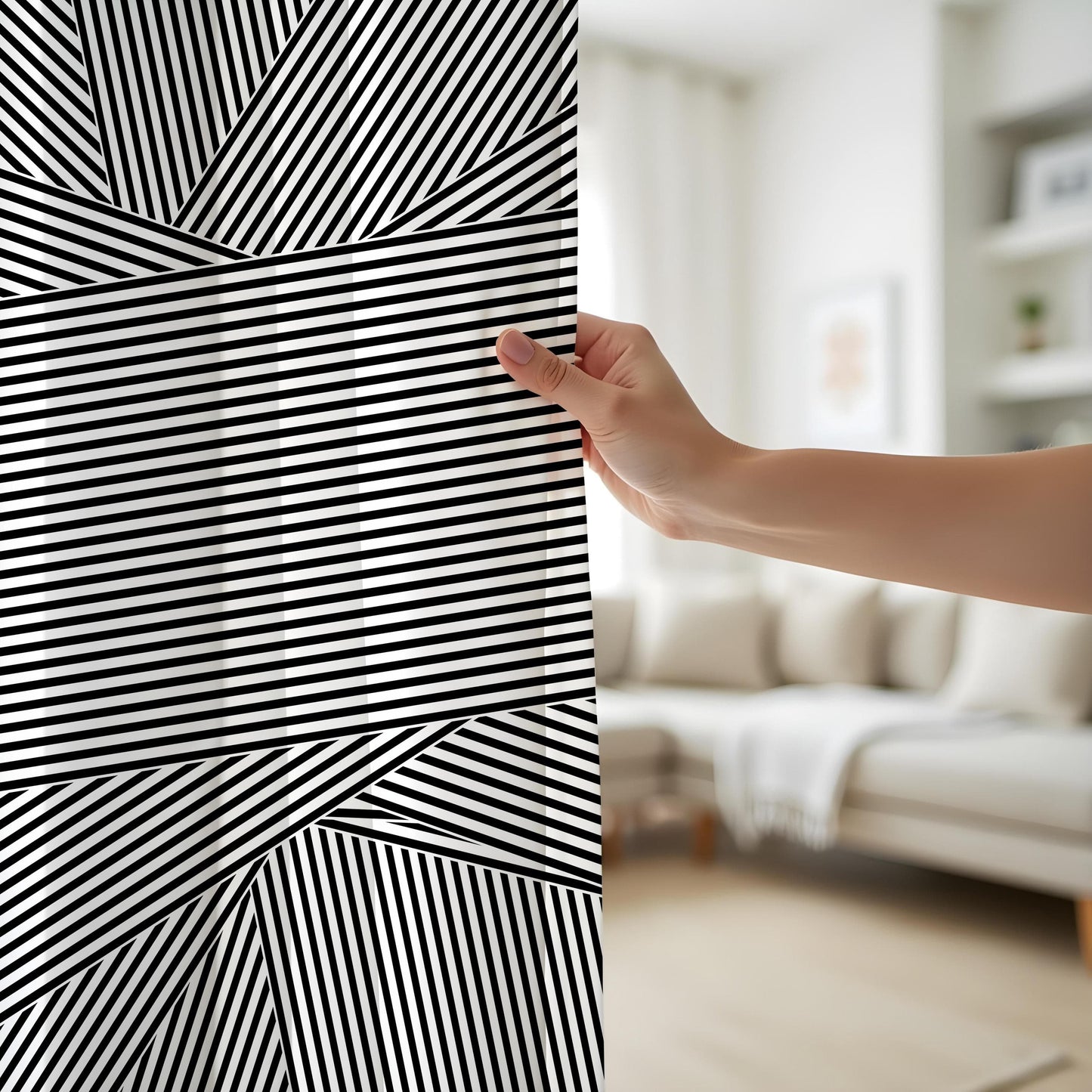 Onay Modern Black & White Striped Curtains – Minimalist Geometric Drapes