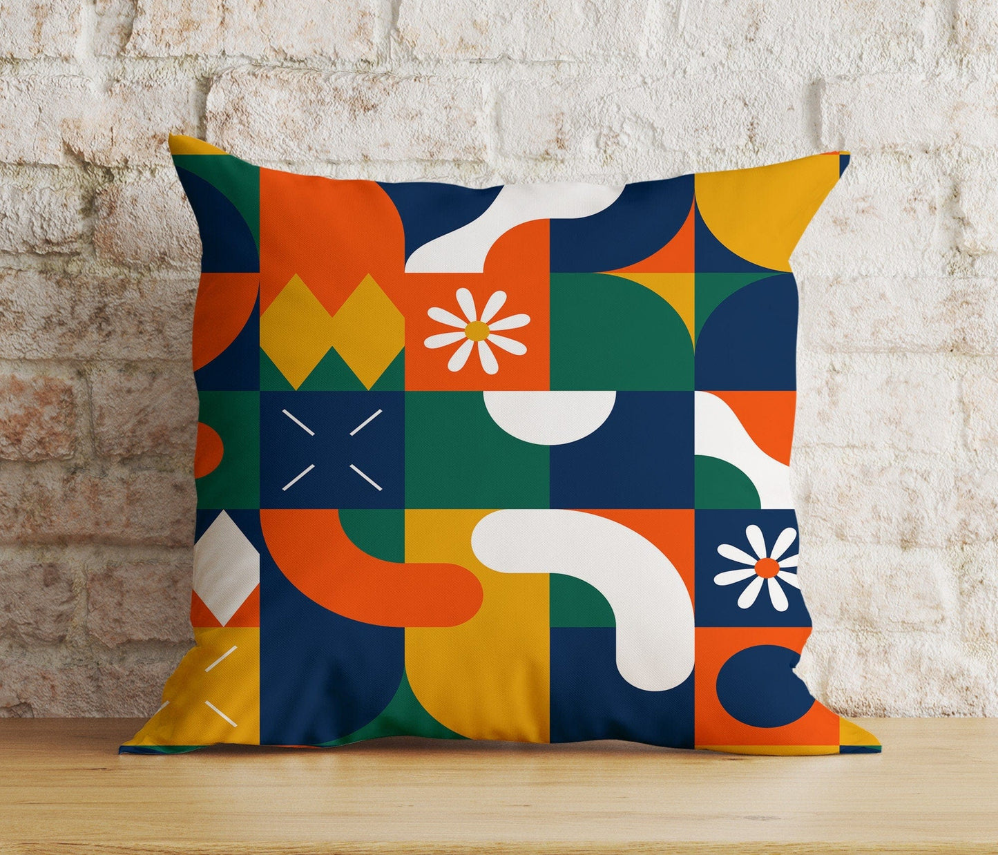 Onay 8 / 12 x 12 inch (30 x 30 cm) Double Side Modern Retro Colourful Geometric Abstract Cushion Cover