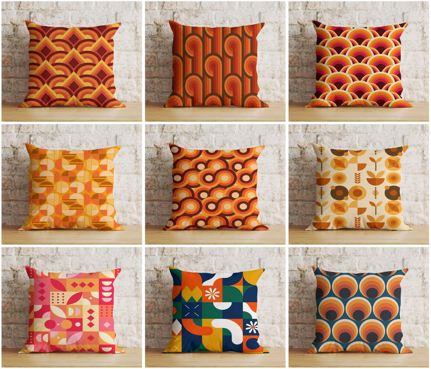 Onay Modern Retro Colourful Geometric Abstract Cushion Cover
