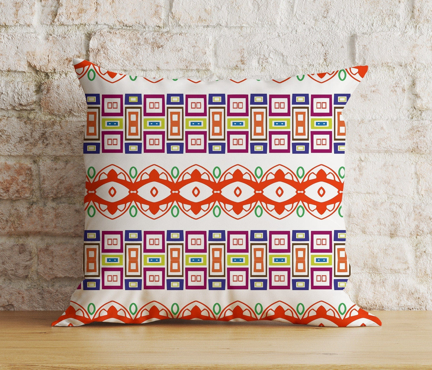 Onay 3 / 12 x 12 inch (30 x 30 cm) Modern Striped Red Boho Home Decoration Cushion Cover