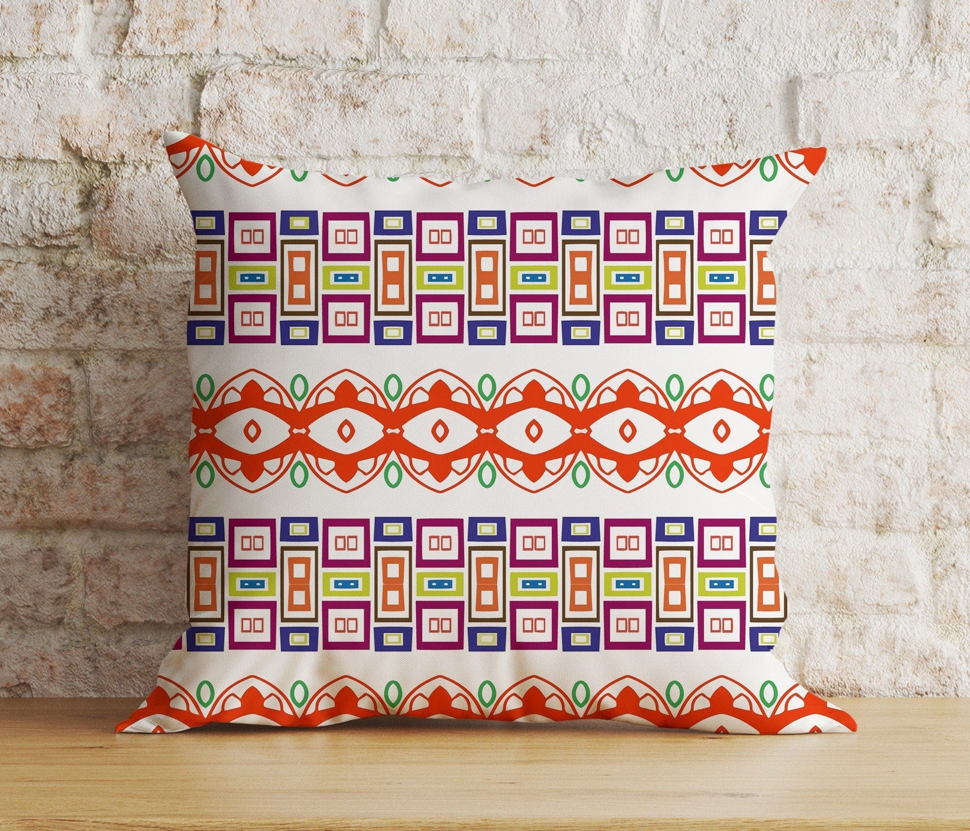 Onay 3 / 12 x 12 inch (30 x 30 cm) Modern Striped Red Boho Home Decoration Cushion Cover