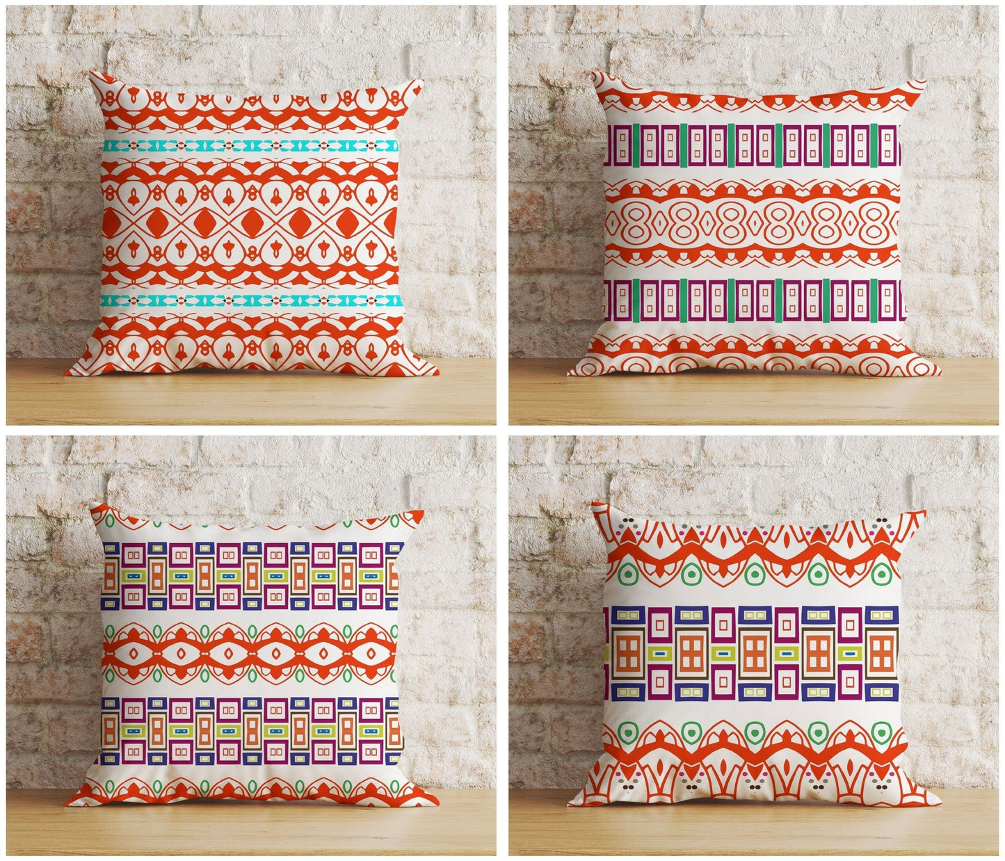 Onay Modern Striped Red Boho Home Decoration Cushion Cover