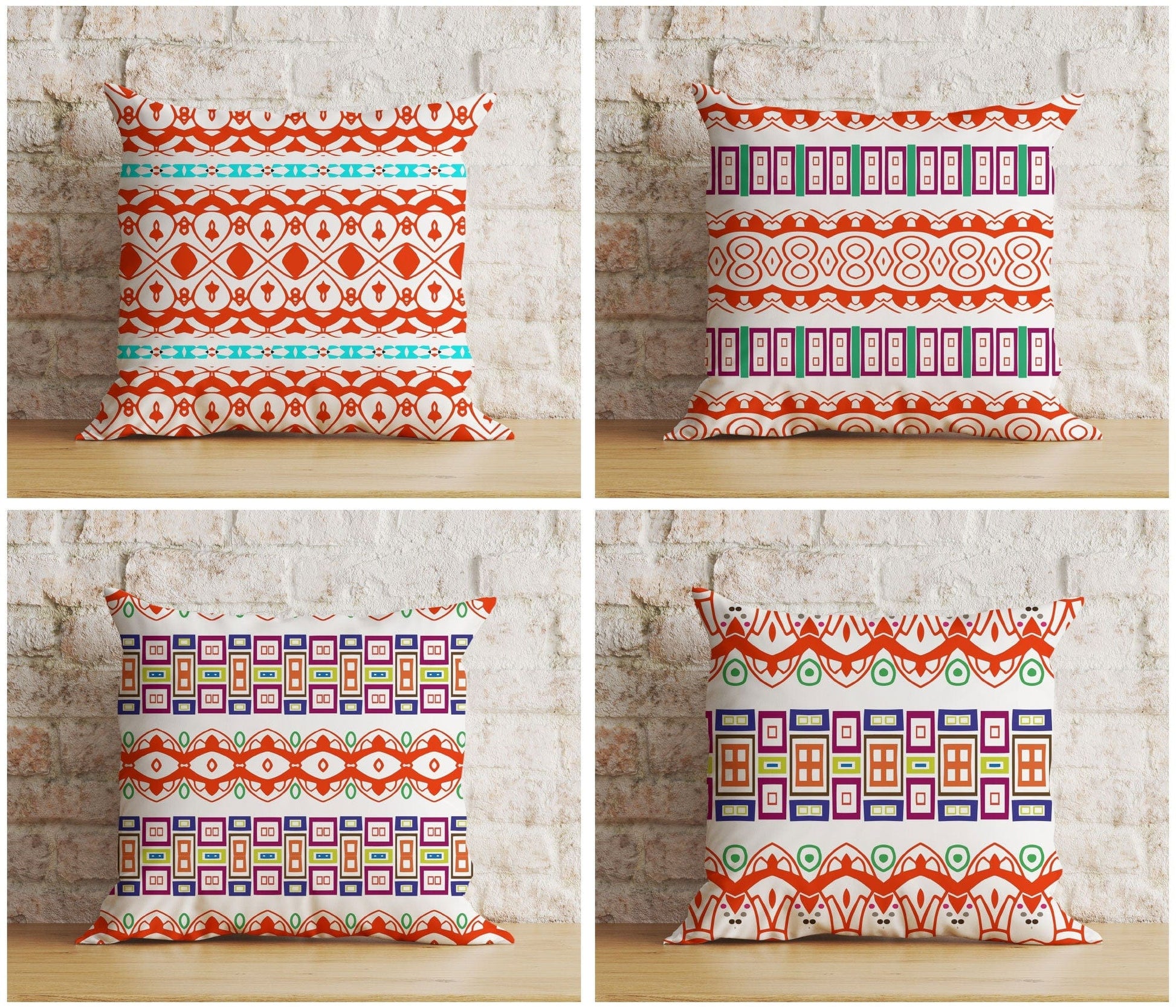 Onay Modern Striped Red Boho Home Decoration Cushion Cover