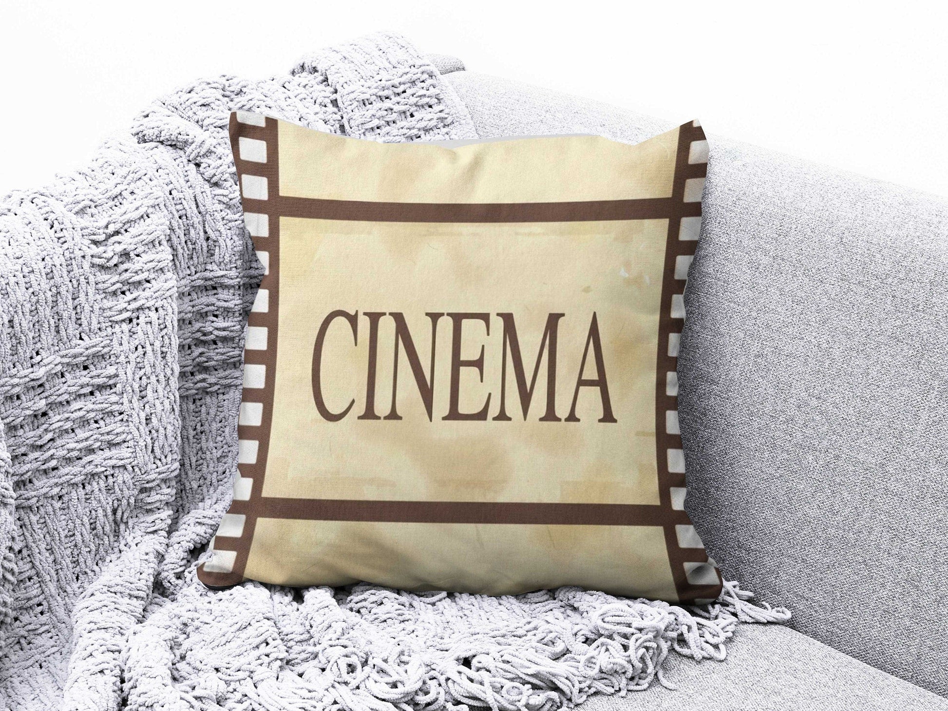 Onay 9 / 12 x 12 inch (30 x 30 cm) Movie Camera Popcorn Retro Cinema Movie Cushion Cover