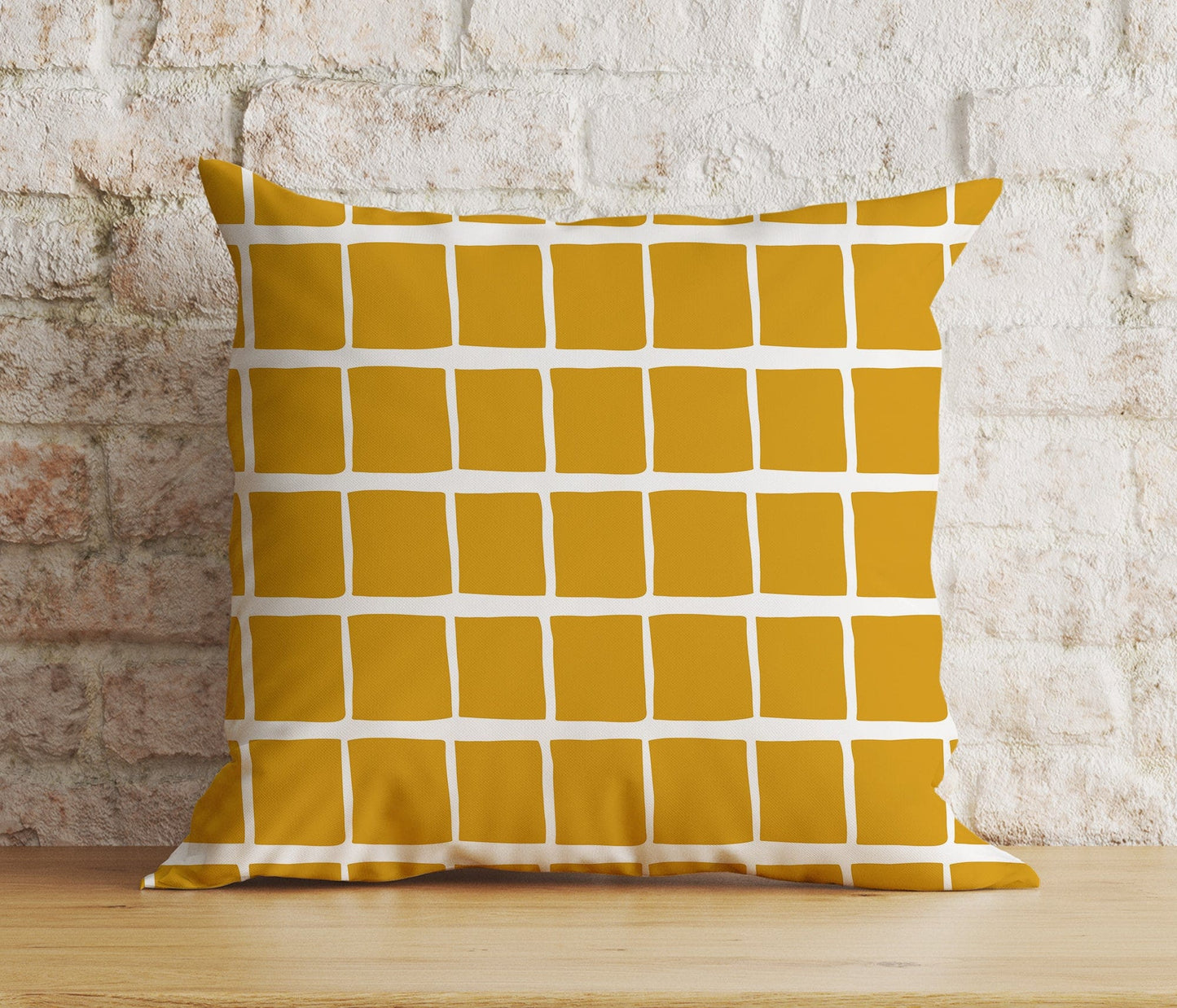 Onay 5 / 12 x 12 inch (30 x 30 cm) Mustard Yellow Abstract Floral Modern Cushion Cover