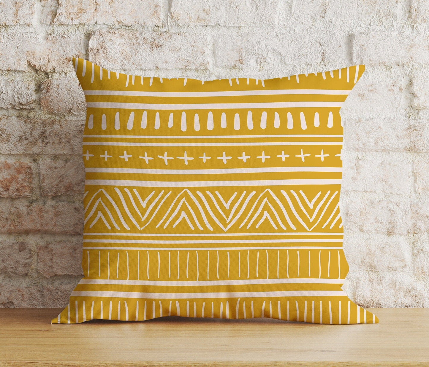 Onay 3 / 12 x 12 inch (30 x 30 cm) Mustard Yellow Abstract Floral Modern Cushion Cover