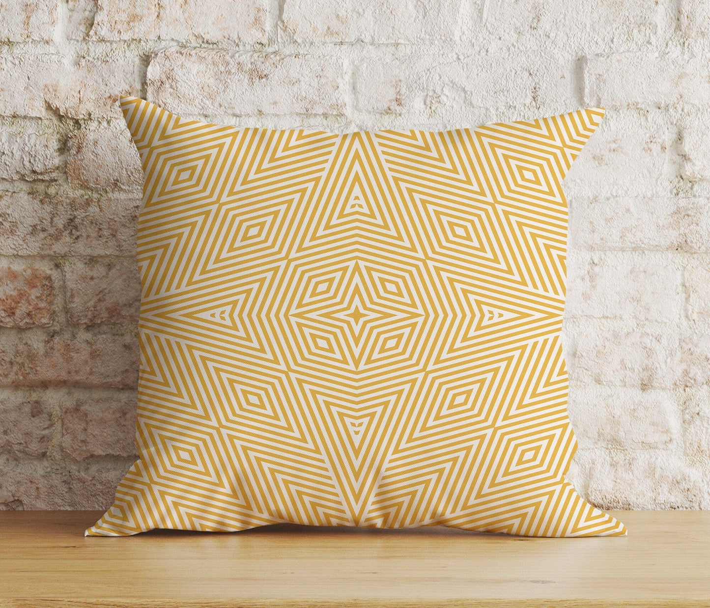 Onay 2 / 12 x 12 inch (30 x 30 cm) Mustard Yellow Abstract Floral Modern Cushion Cover