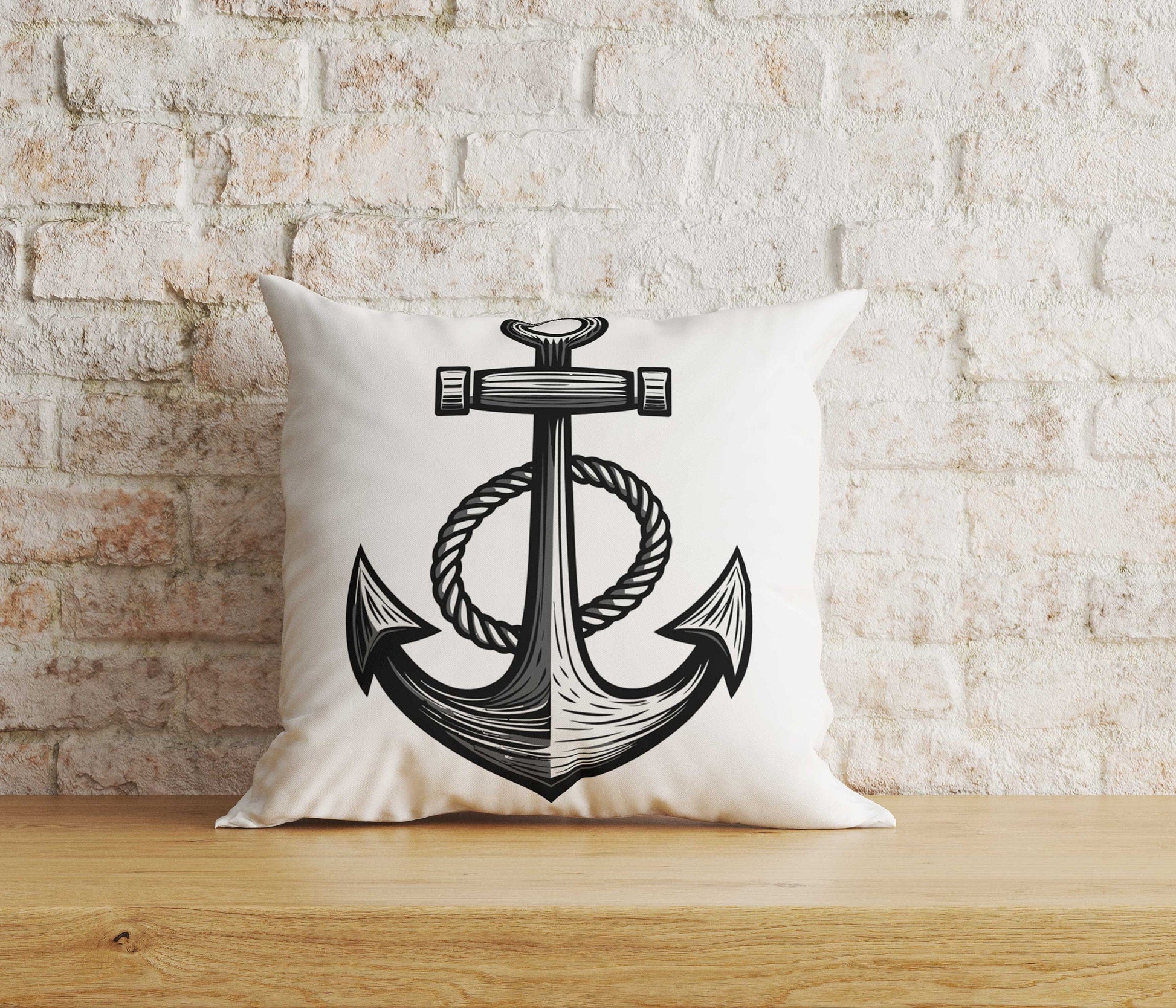 Onay Home Textile Cushion Covers 9 / 12 x 12 inch (30 x 30 cm) Double Side Nautical Anchor Cushion Cover Coastal Pillowcase Seashells
