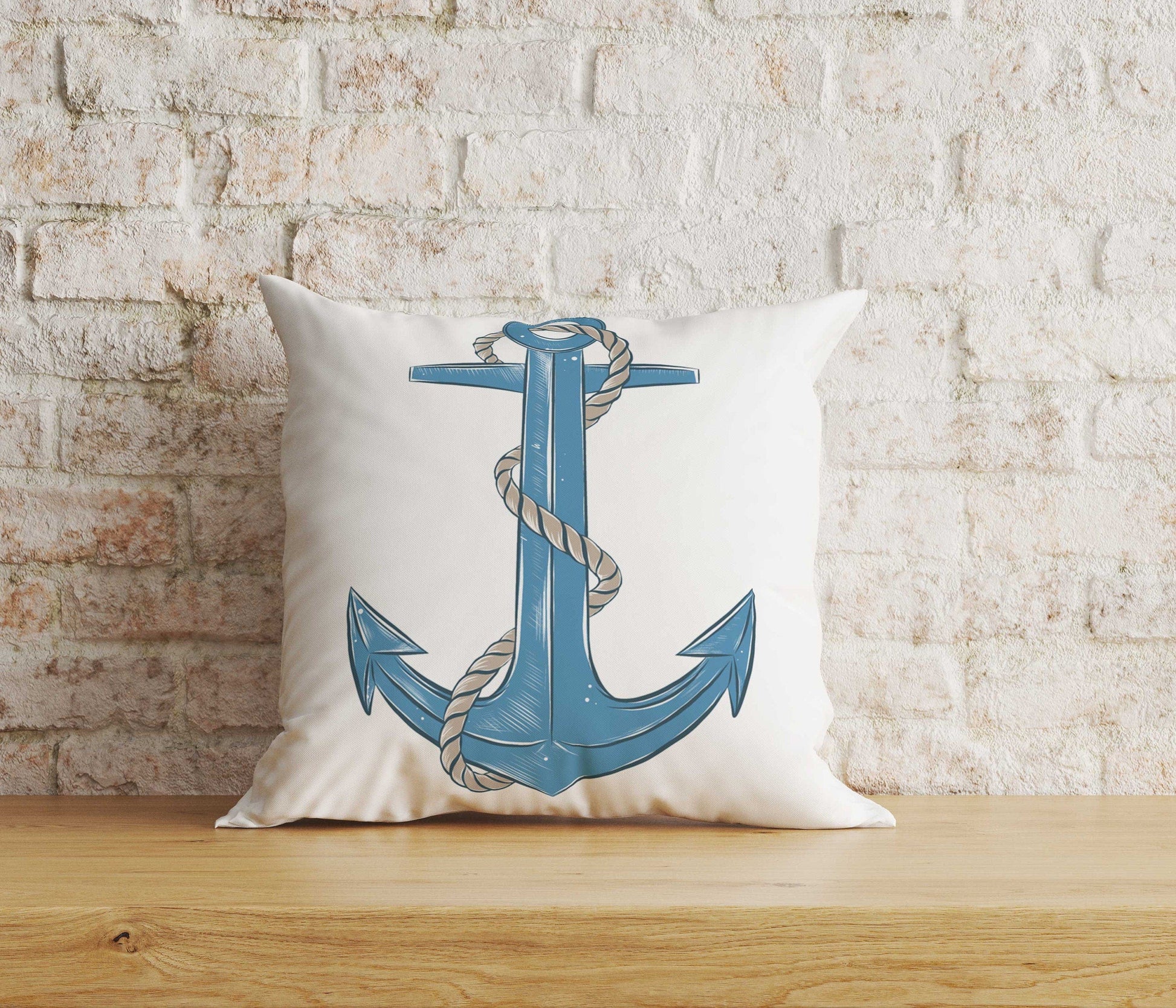 Onay Home Textile Cushion Covers 1 / 12 x 12 inch (30 x 30 cm) Double Side Nautical Anchor Cushion Cover Coastal Pillowcase Seashells