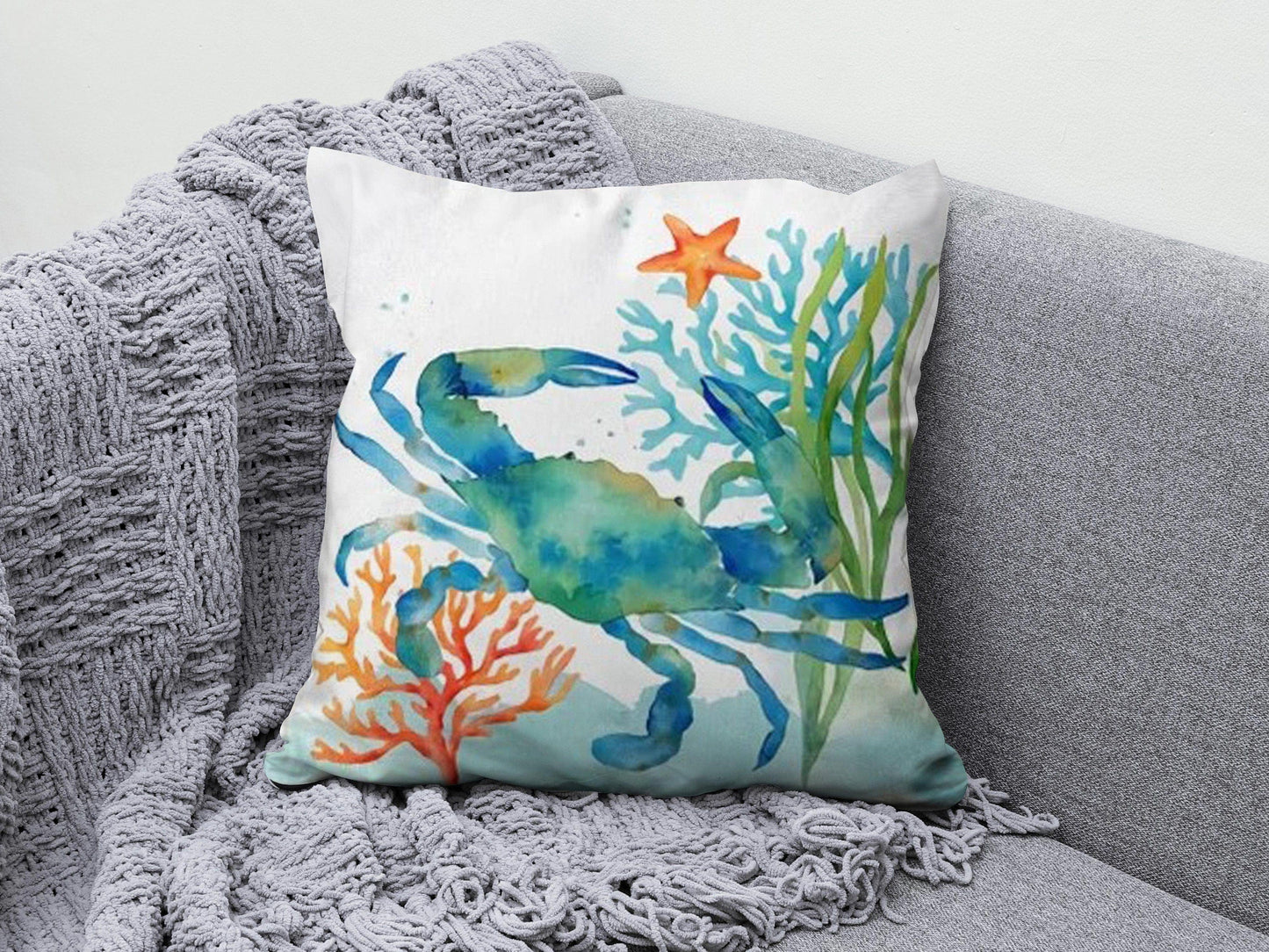 Onay 4 / 12 x 12 inch (30 x 30 cm) Nautical Beach Starfish Sea Turtle Sea Shell Cushion Cover