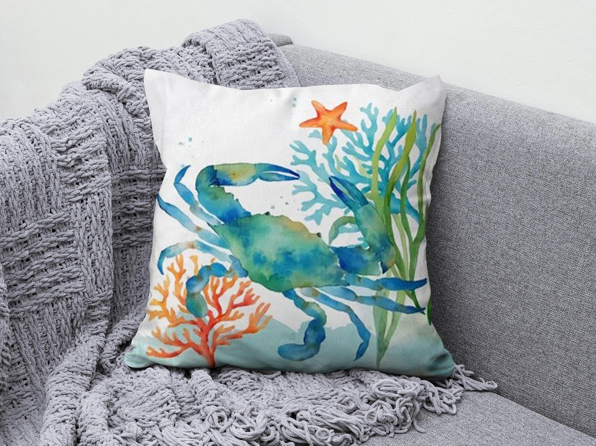 Onay 4 / 12 x 12 inch (30 x 30 cm) Nautical Beach Starfish Sea Turtle Sea Shell Cushion Cover