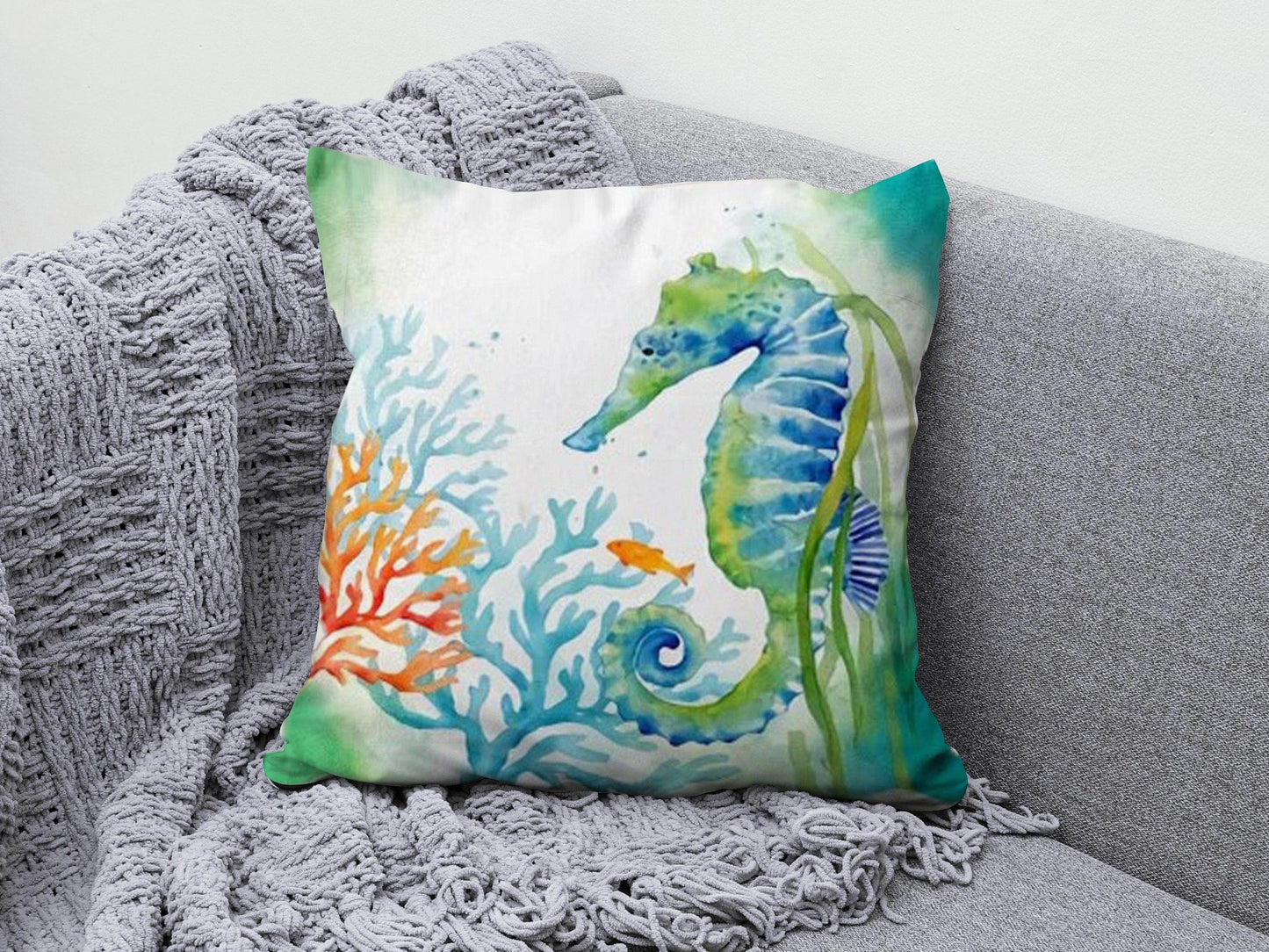 Onay 3 / 12 x 12 inch (30 x 30 cm) Nautical Beach Starfish Sea Turtle Sea Shell Cushion Cover