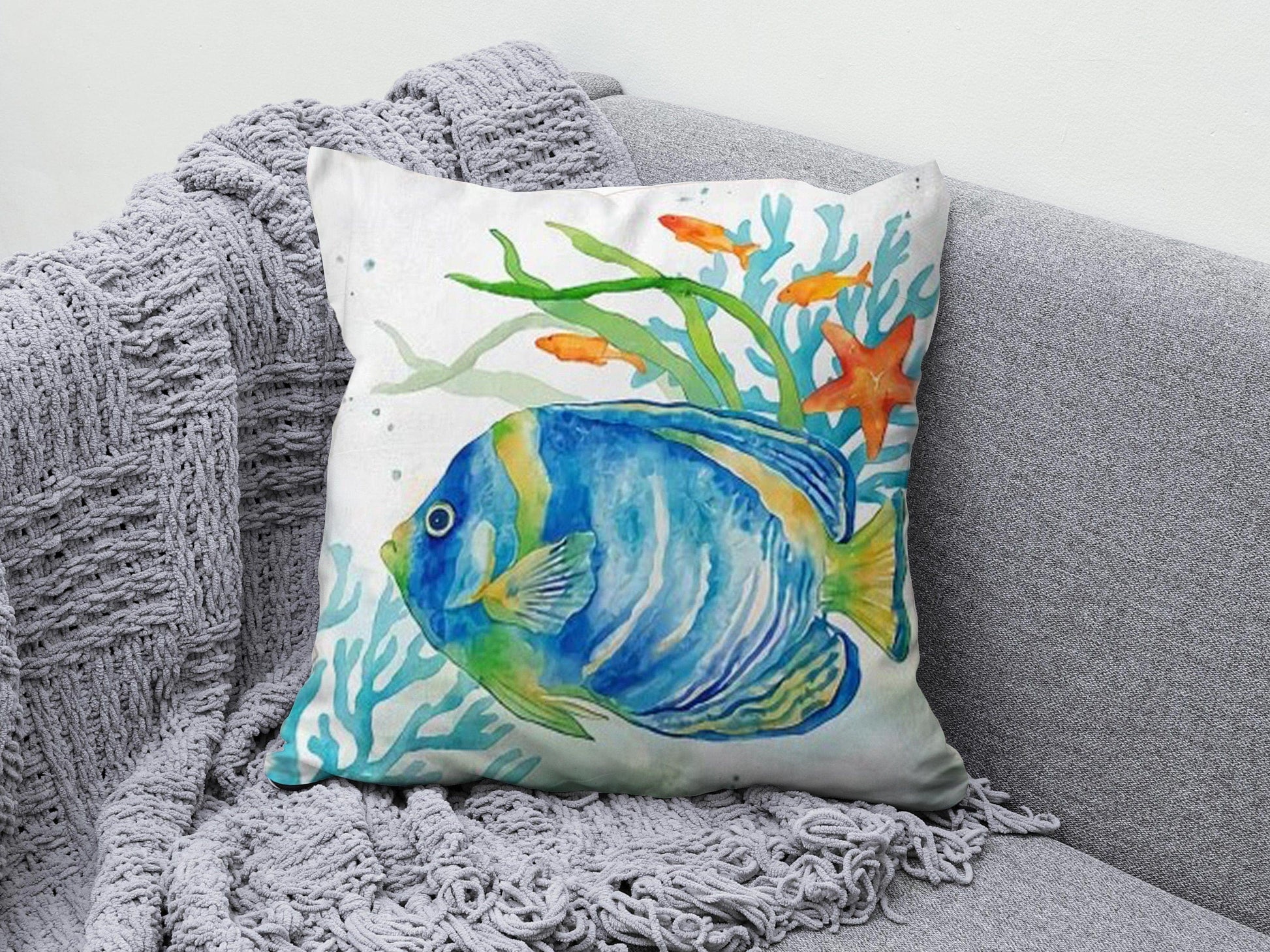 Onay 2 / 12 x 12 inch (30 x 30 cm) Nautical Beach Starfish Sea Turtle Sea Shell Cushion Cover