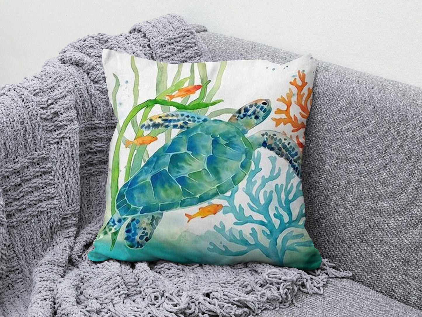 Onay 1 / 12 x 12 inch (30 x 30 cm) Nautical Beach Starfish Sea Turtle Sea Shell Cushion Cover