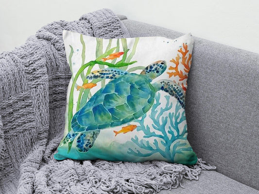Onay 1 / 12 x 12 inch (30 x 30 cm) Nautical Beach Starfish Sea Turtle Sea Shell Cushion Cover