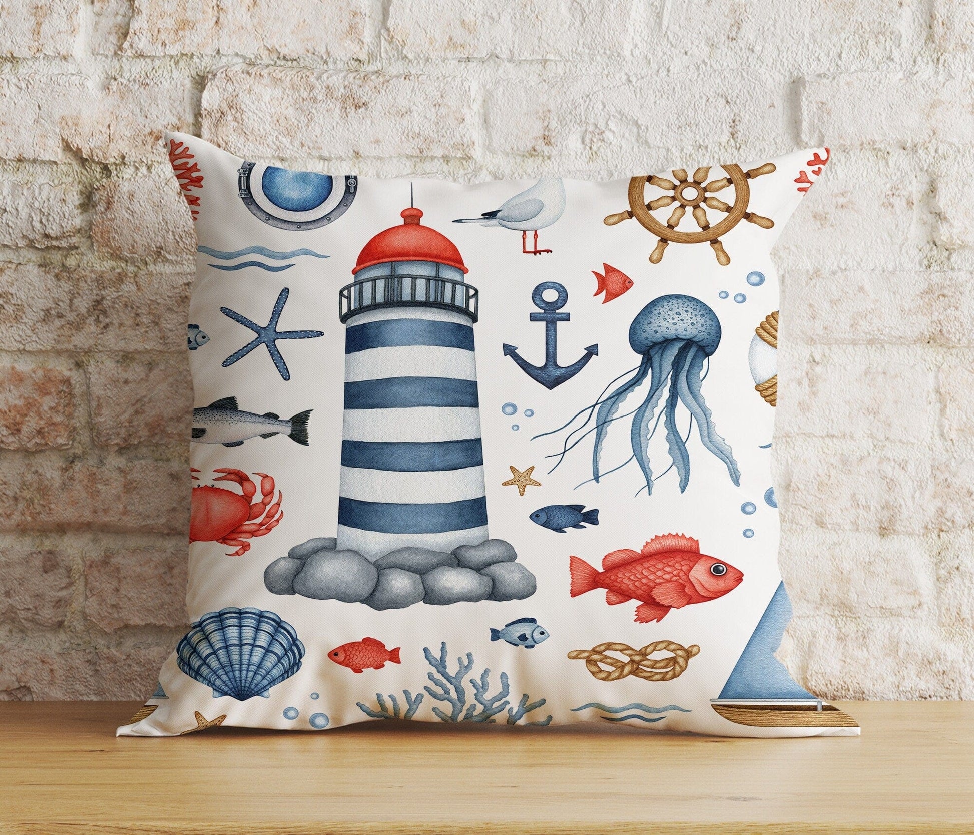 Onay 1 / 12 x 12 inch (30 x 30 cm) Double Side Nautical & Coastal Marine Summer Starfish Cushion Cover