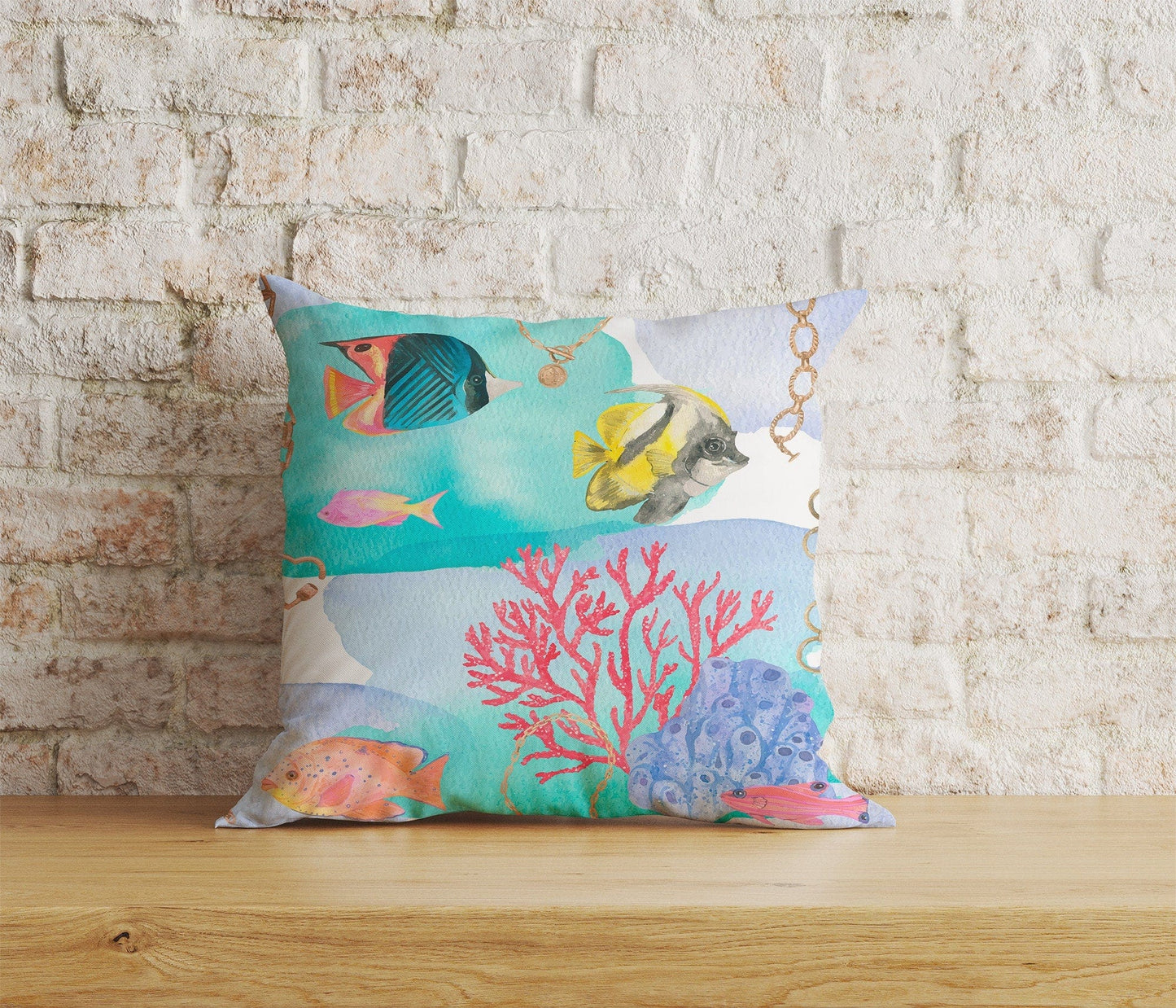 Onay Home Textile Cushion Covers 9 / 12 x 12 inch (30 x 30 cm) Double Side Nautical Cushion Covers Under Ocean Wildlife Scatter Cushion