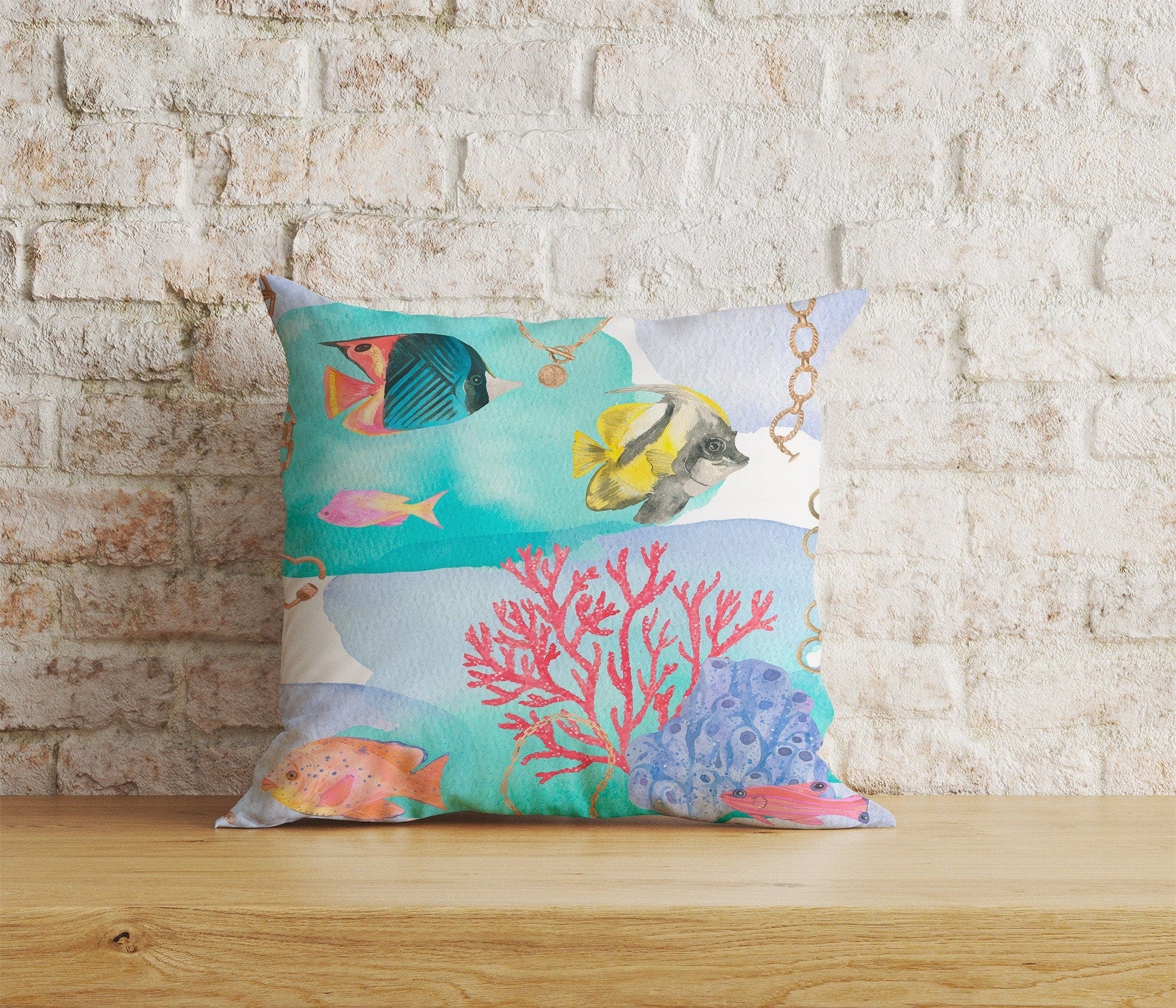 Onay Home Textile Cushion Covers 9 / 12 x 12 inch (30 x 30 cm) Double Side Nautical Cushion Covers Under Ocean Wildlife Scatter Cushion