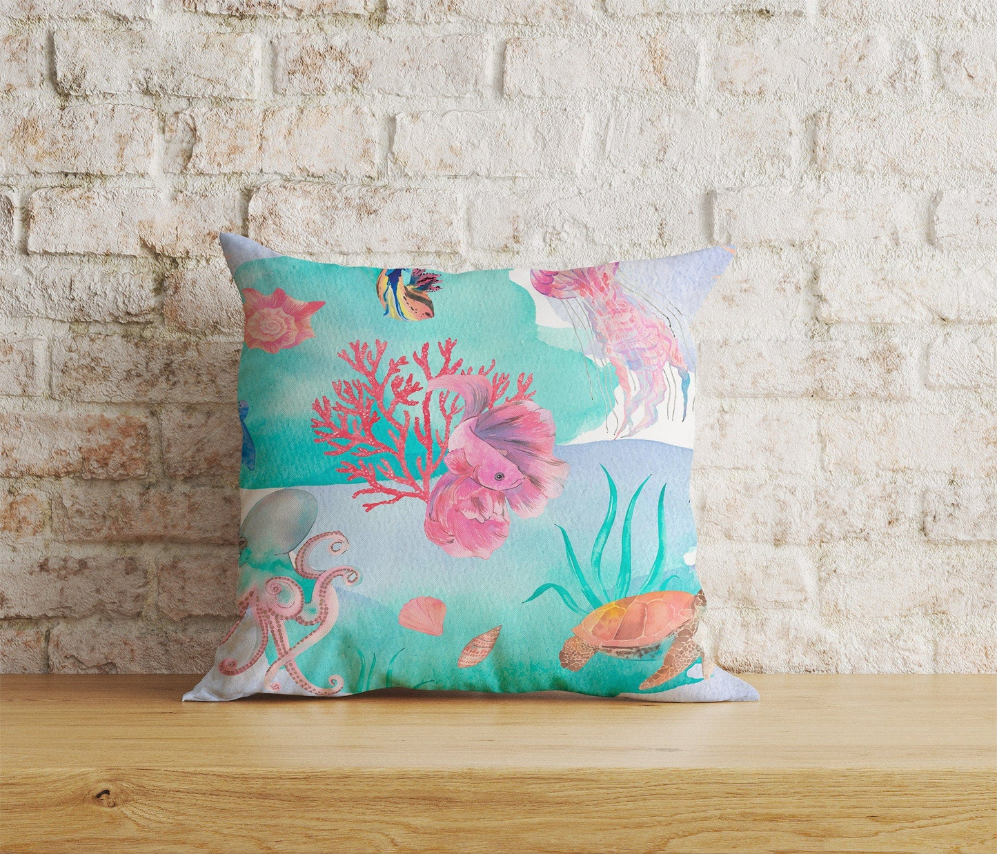 Onay Home Textile Cushion Covers 2 / 12 x 12 inch (30 x 30 cm) Double Side Nautical Cushion Covers Under Ocean Wildlife Scatter Cushion
