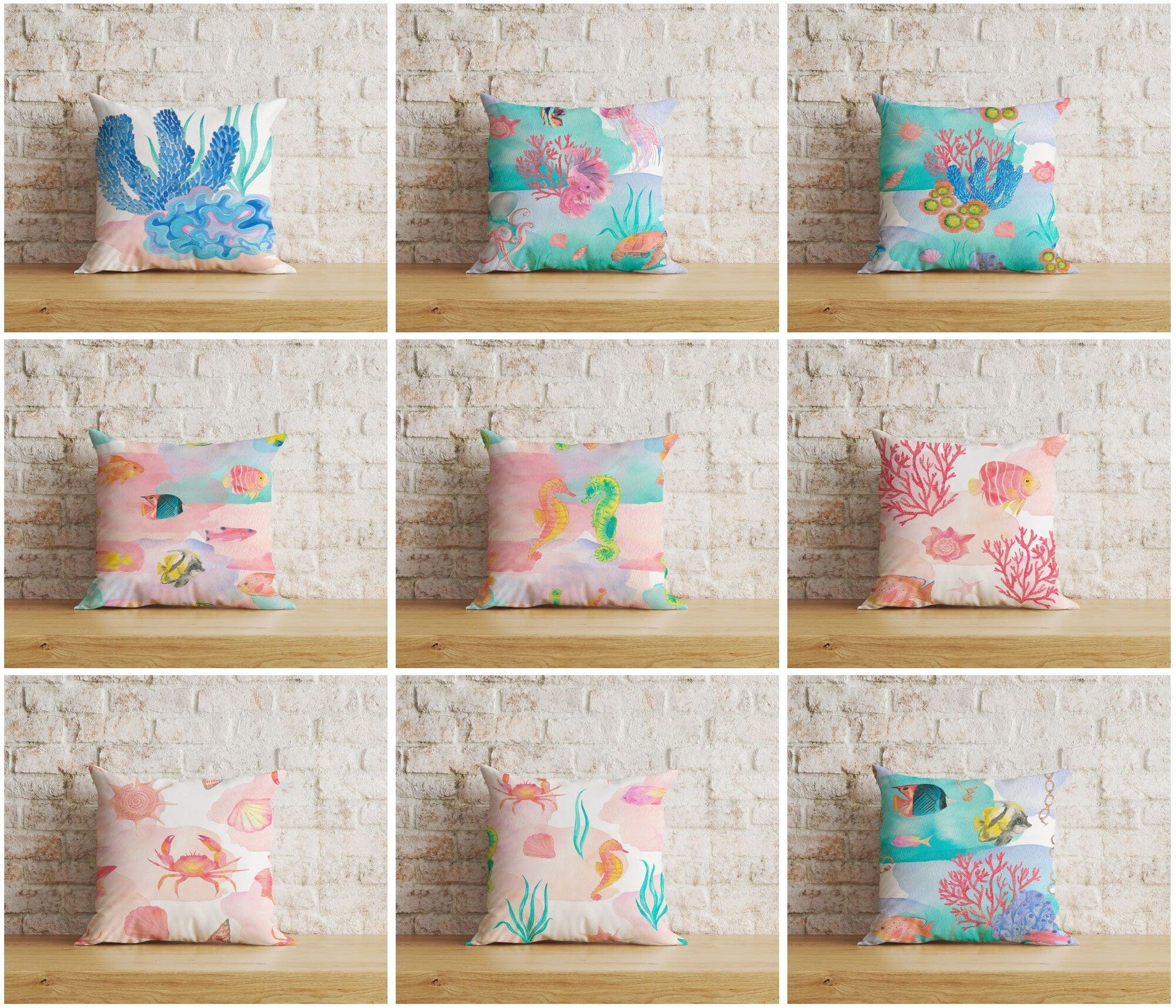 Onay Home Textile Cushion Covers Nautical Cushion Covers Under Ocean Wildlife Scatter Cushion