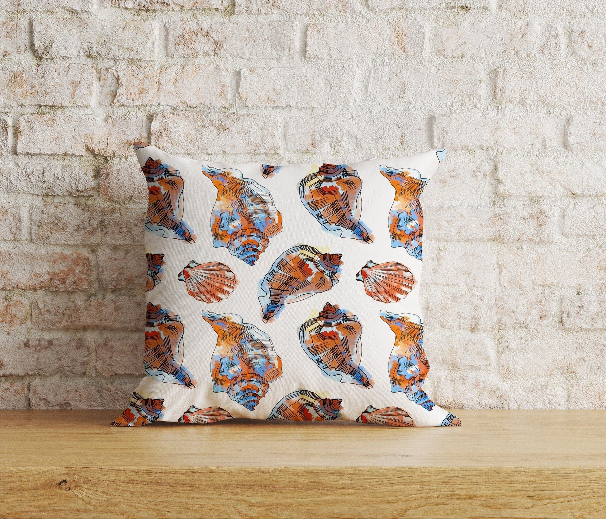 Onay Home Textile Cushion Covers 3 / 12 x 12 inch (30 x 30 cm) Double Side Nautical Seashells Cushion Cover Coastal Throw Pillow Covers