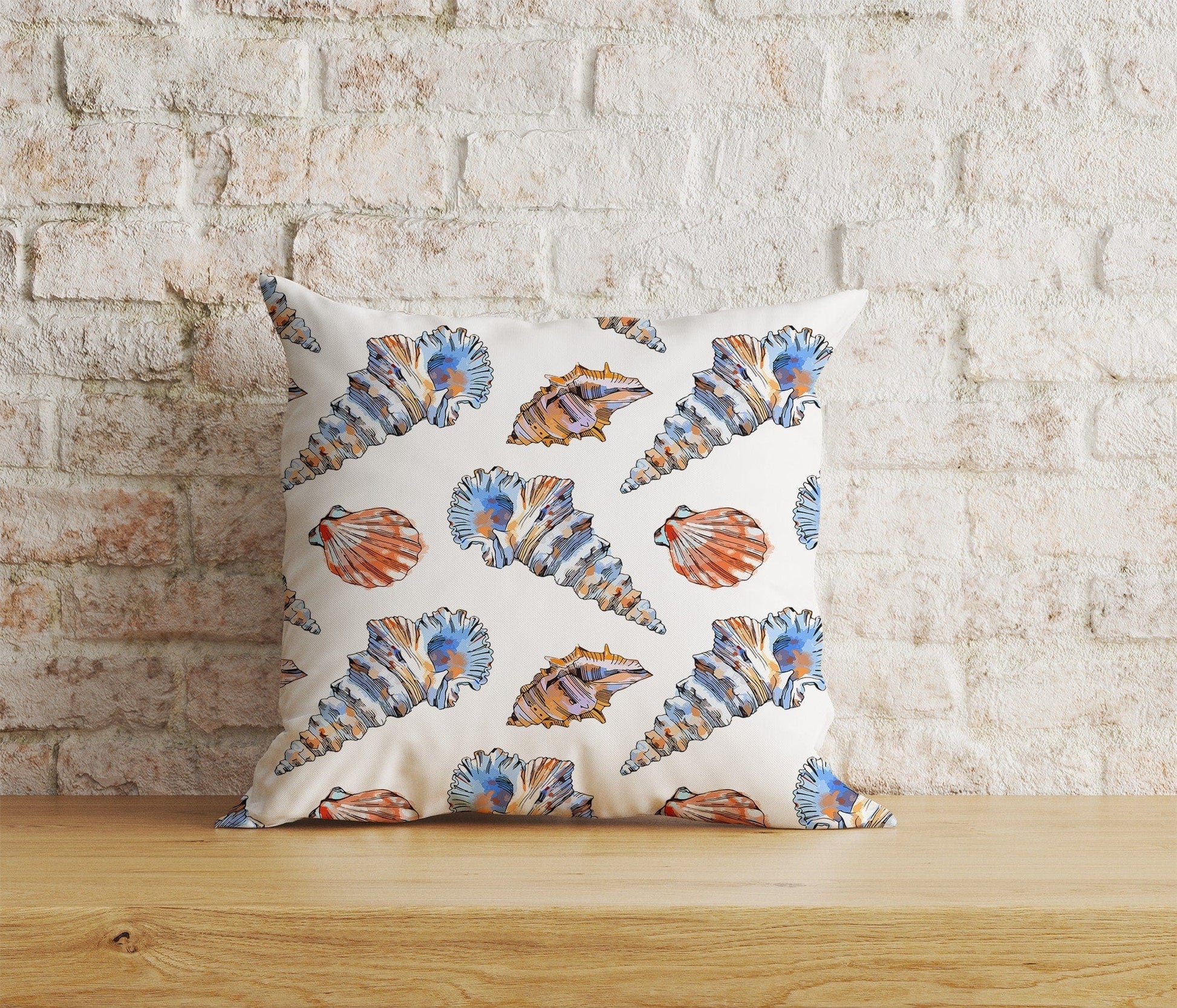 Onay Home Textile Cushion Covers 2 / 12 x 12 inch (30 x 30 cm) Double Side Nautical Seashells Cushion Cover Coastal Throw Pillow Covers