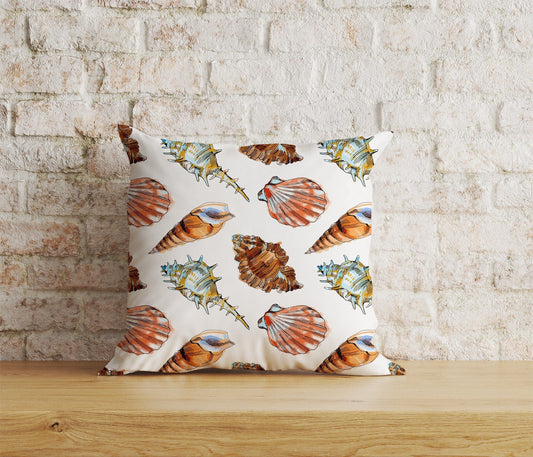 Onay Home Textile Cushion Covers 1 / 12 x 12 inch (30 x 30 cm) Double Side Nautical Seashells Cushion Cover Coastal Throw Pillow Covers