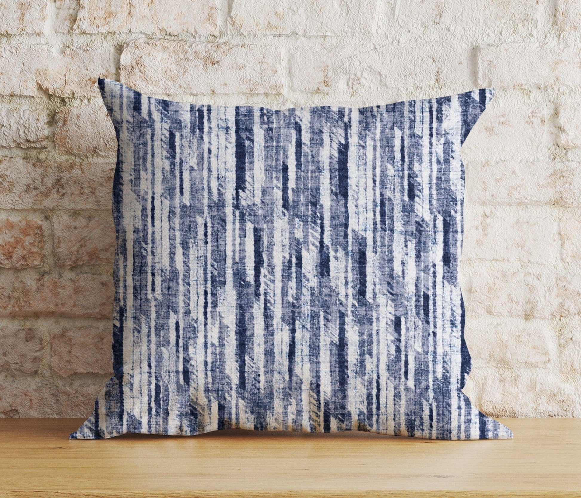 Onay 8 / 12 x 12 inch (30 x 30 cm) Navy Blue Basket Weave Blue Modern Printed Cushion Cover