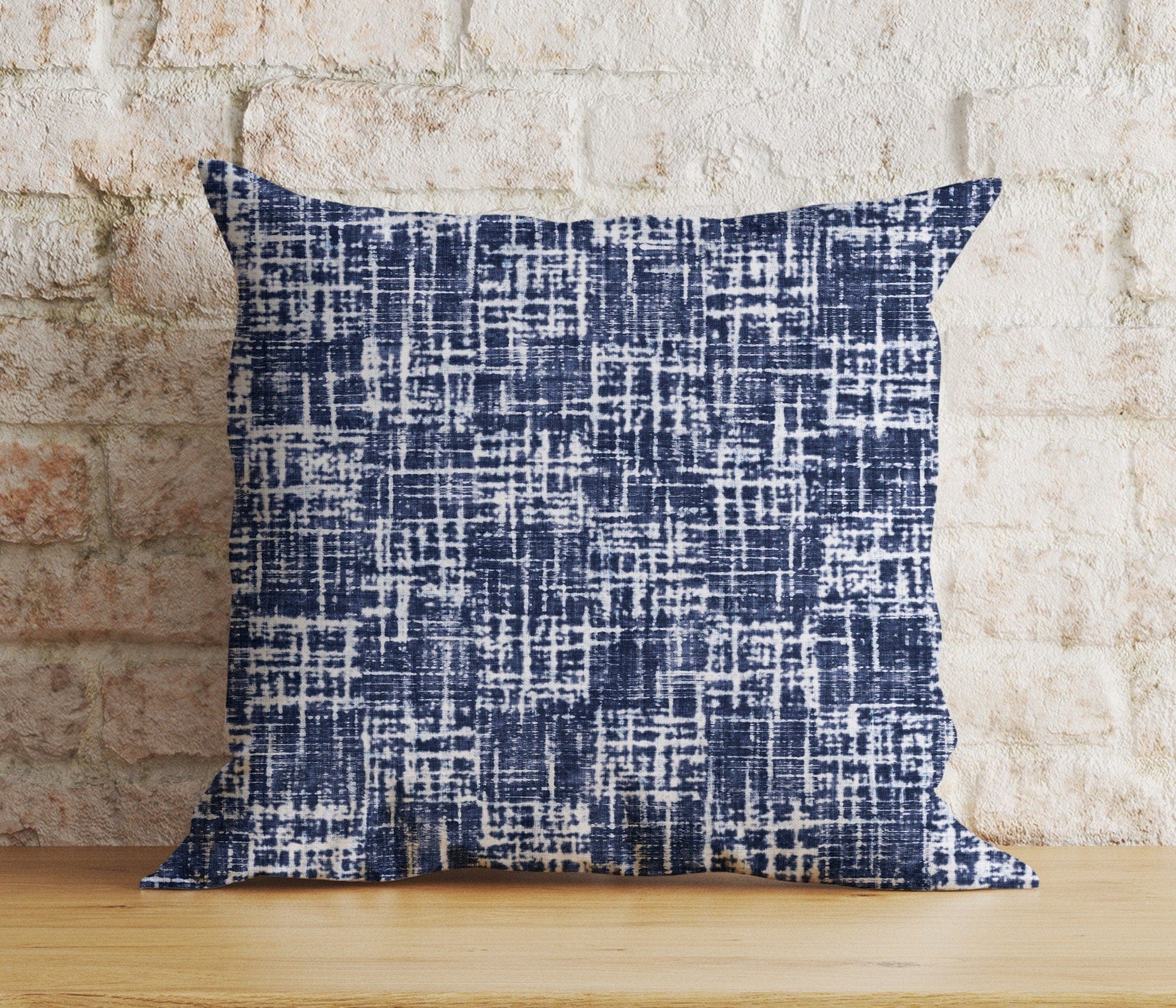 Onay 5 / 12 x 12 inch (30 x 30 cm) Navy Blue Basket Weave Blue Modern Printed Cushion Cover
