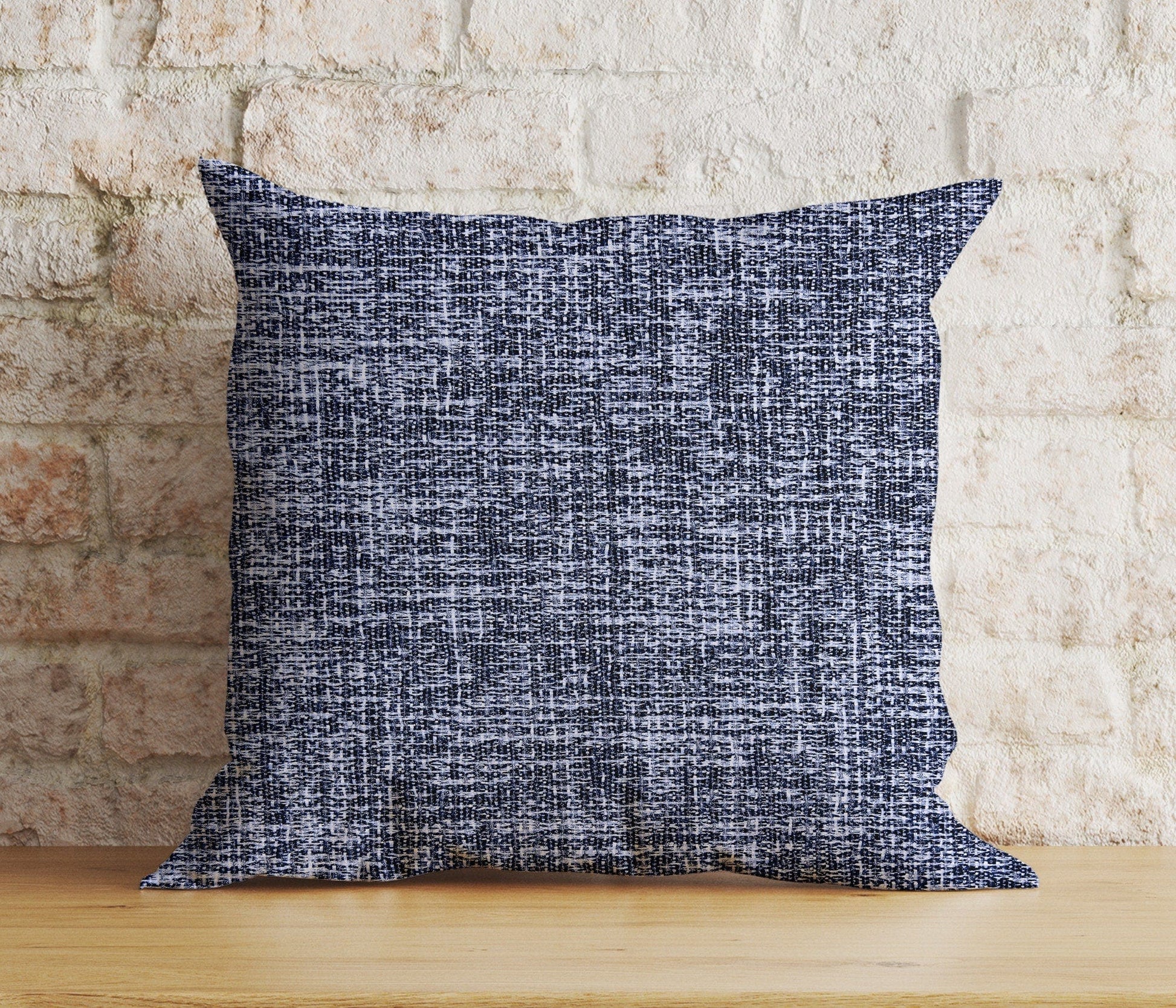 Onay 3 / 12 x 12 inch (30 x 30 cm) Navy Blue Basket Weave Blue Modern Printed Cushion Cover