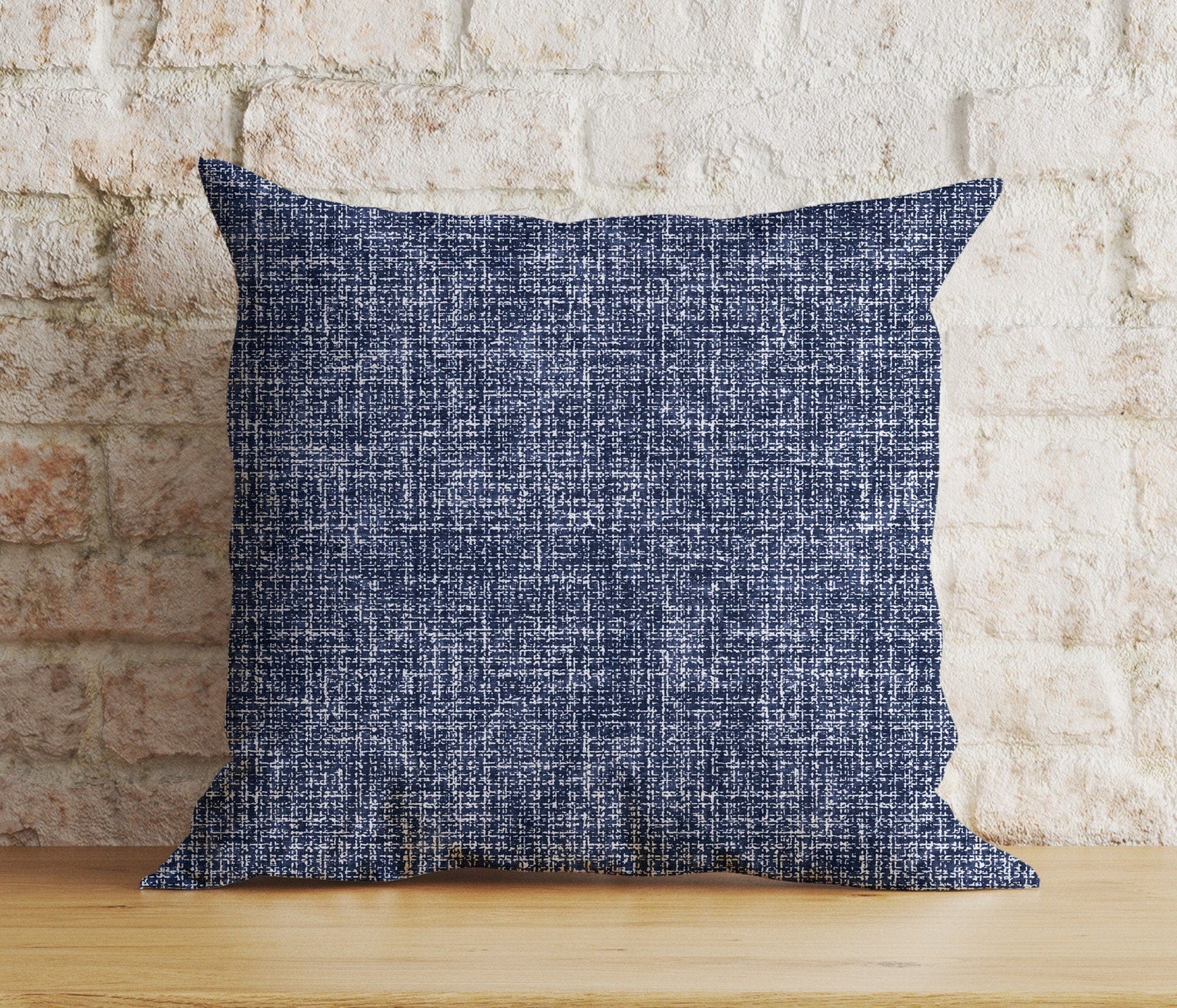 Onay 4 / 12 x 12 inch (30 x 30 cm) Navy Blue Basket Weave Blue Modern Printed Cushion Cover