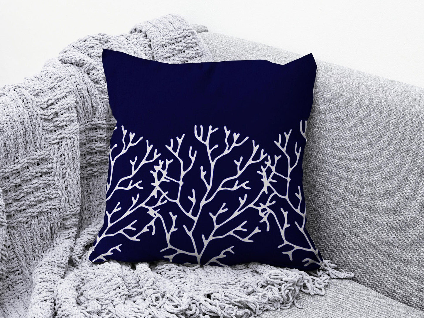 Onay 9 / 12 x 12 inch (30 x 30 cm) Navy Blue Coastal Dark Blue Beach Marine Cushion Cover
