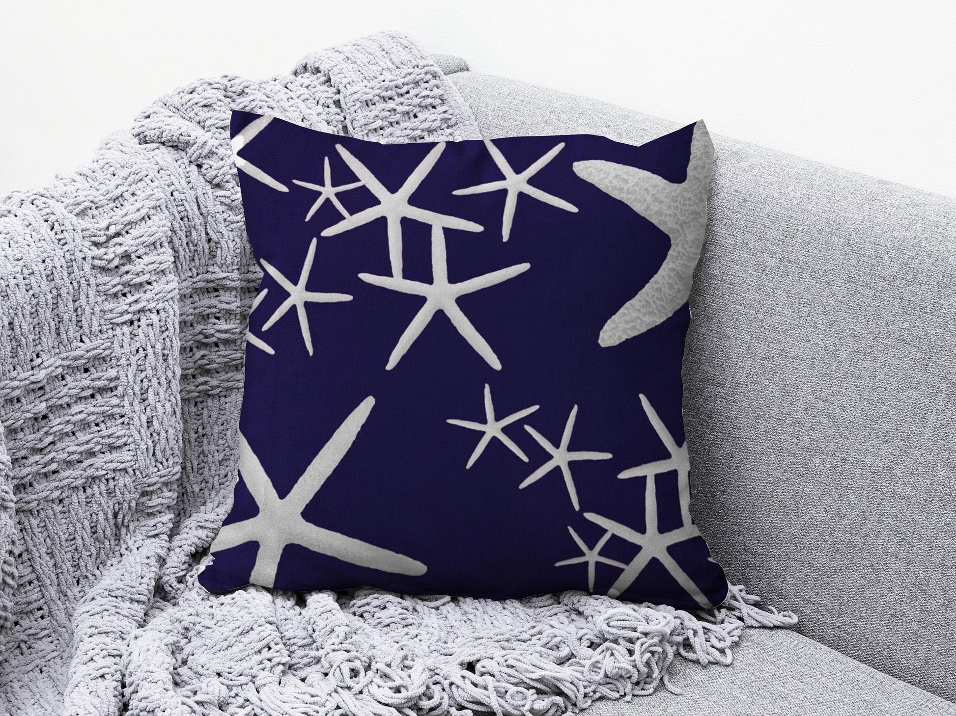 Onay 5 / 12 x 12 inch (30 x 30 cm) Navy Blue Coastal Dark Blue Beach Marine Cushion Cover