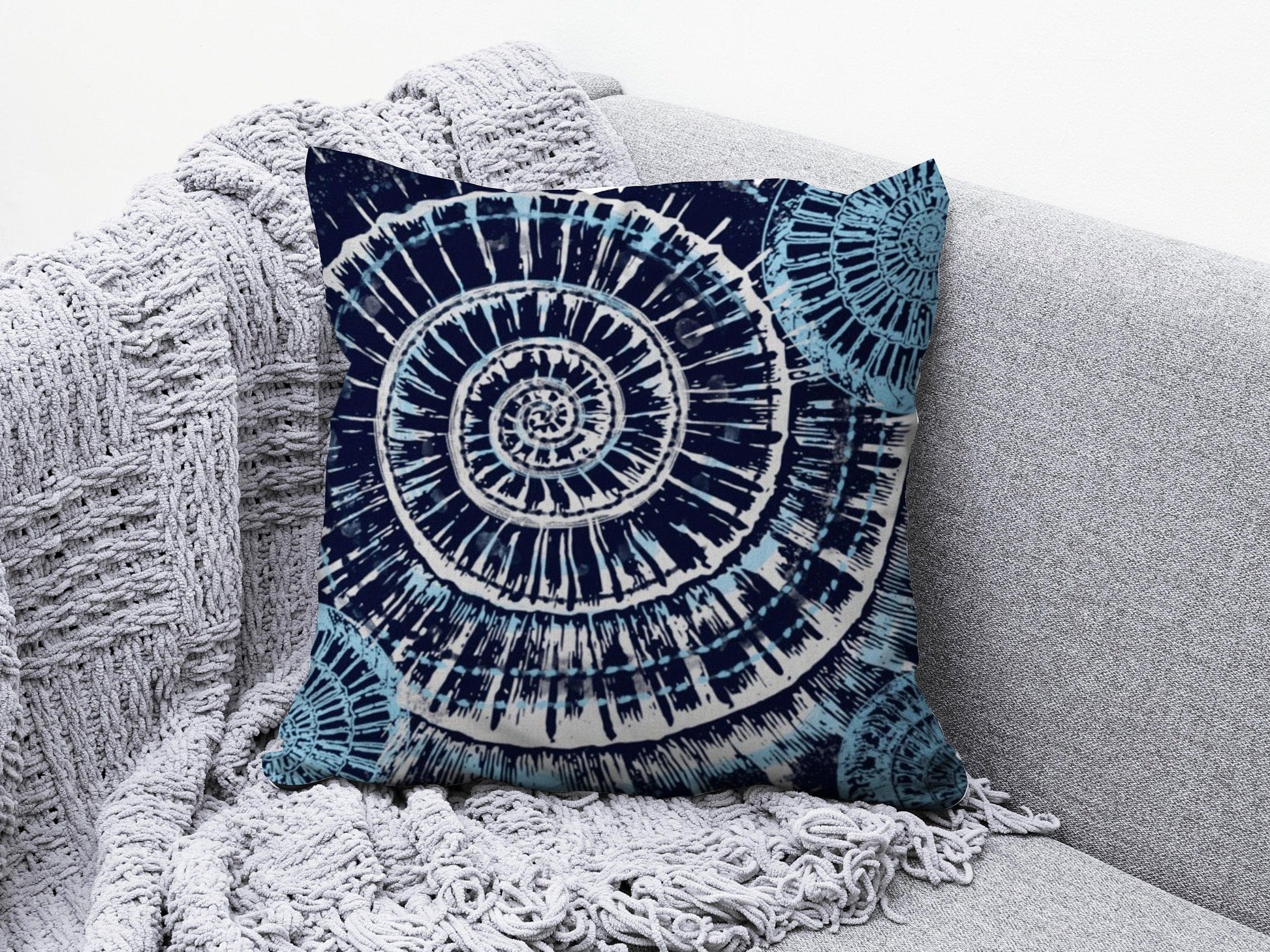 Onay 3 / 12 x 12 inch (30 x 30 cm) Navy Blue Coastal Dark Blue Beach Marine Cushion Cover