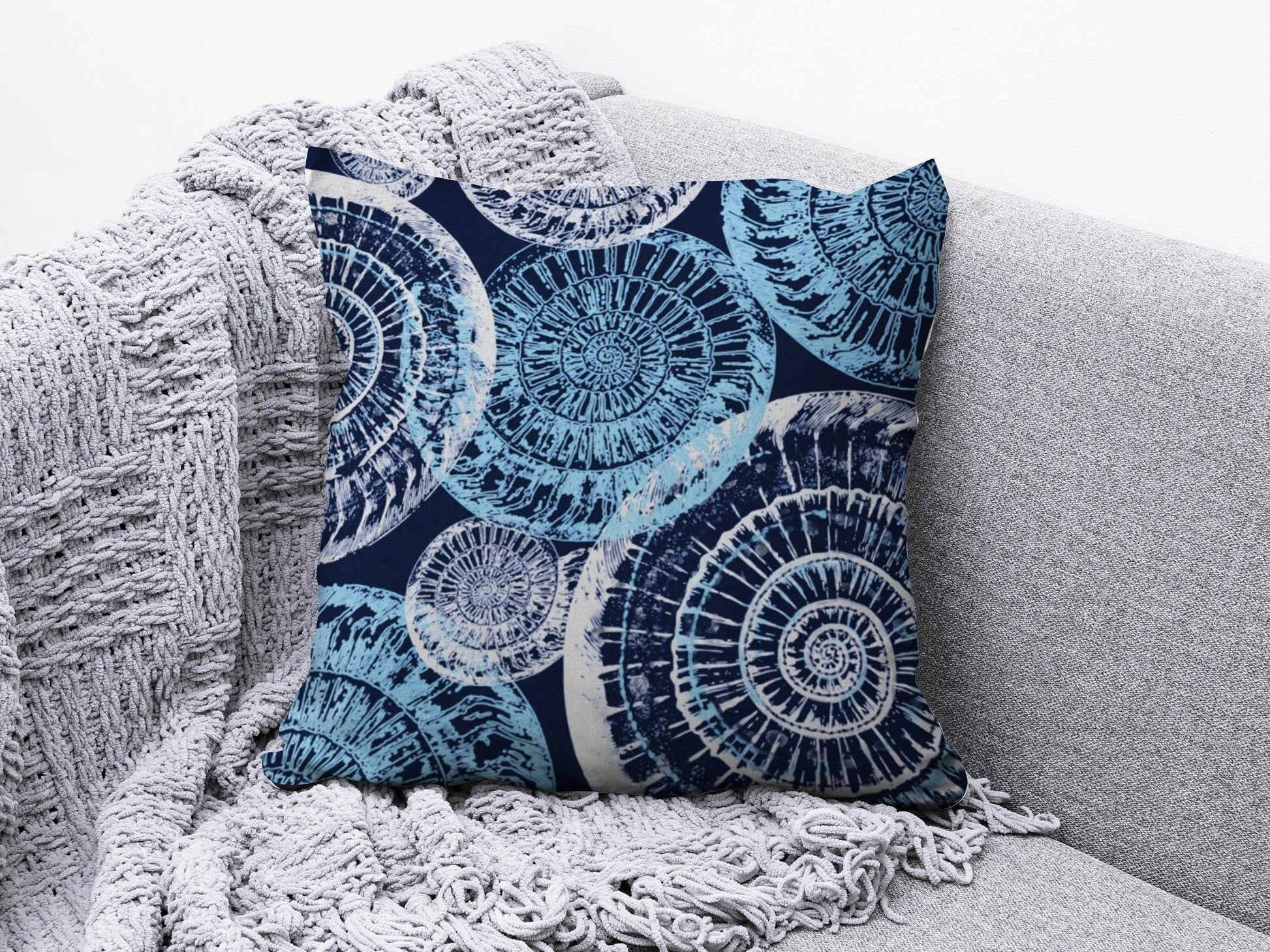 Onay 2 / 12 x 12 inch (30 x 30 cm) Navy Blue Coastal Dark Blue Beach Marine Cushion Cover