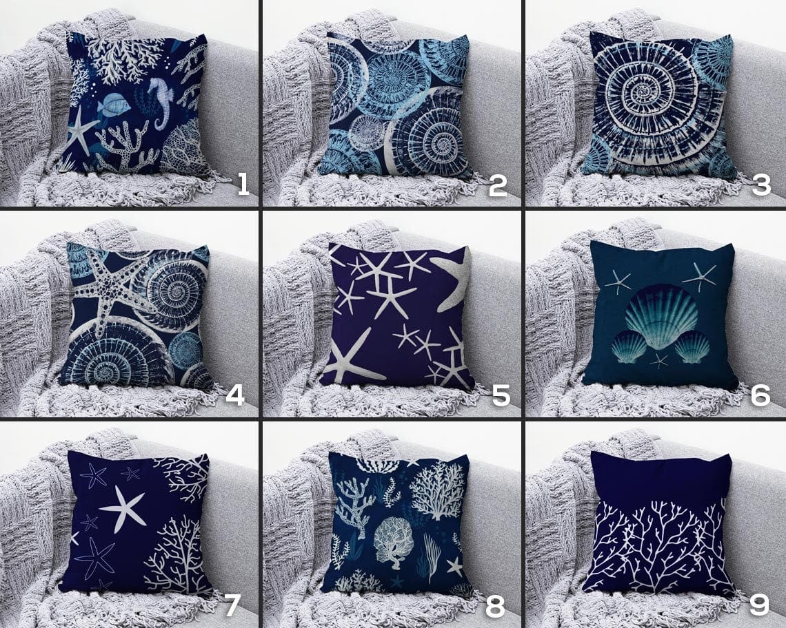 Onay Navy Blue Coastal Dark Blue Beach Marine Cushion Cover