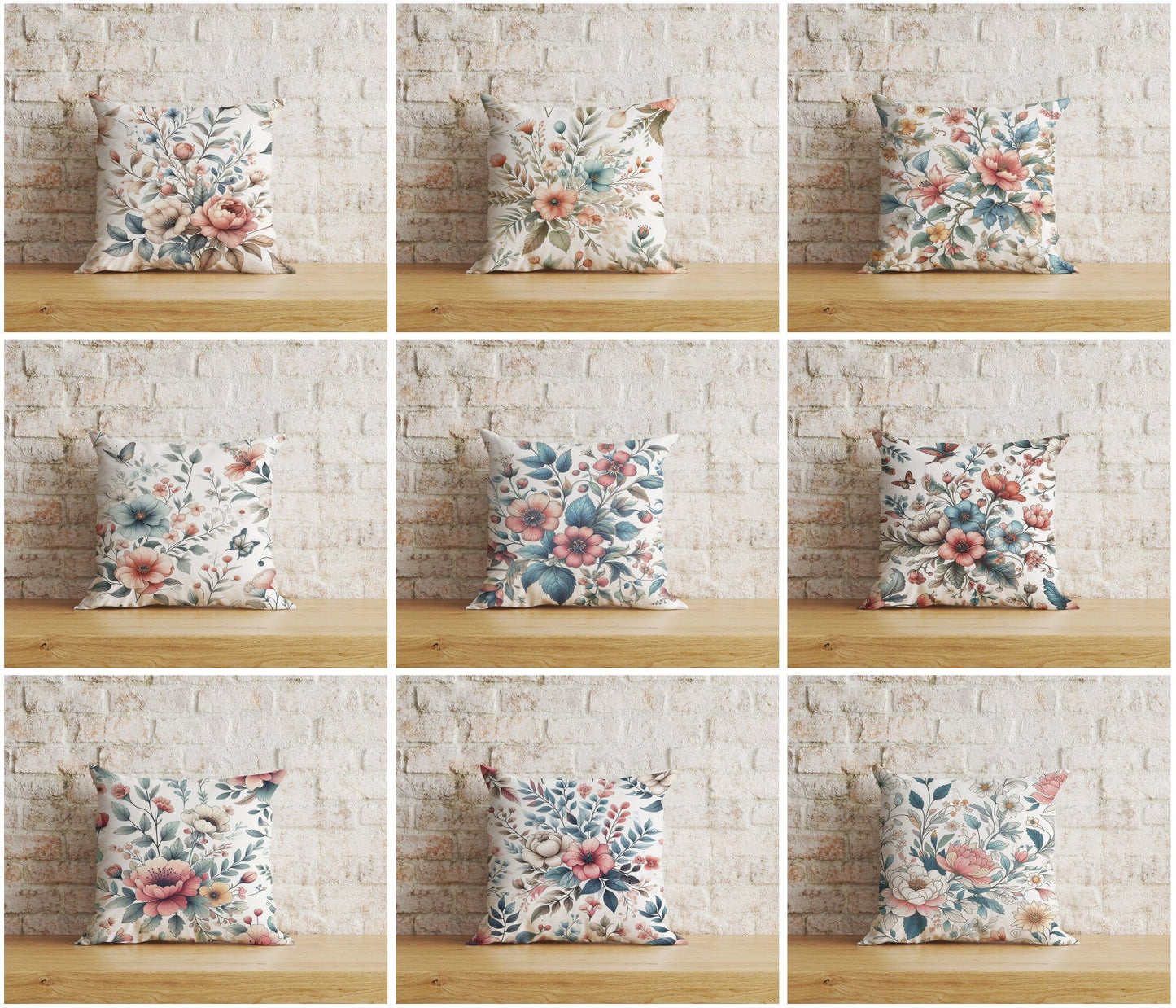 Onay Home Textile Cushion Covers Navy Blue Flower Cushion Cover White Floral Pillow Cover