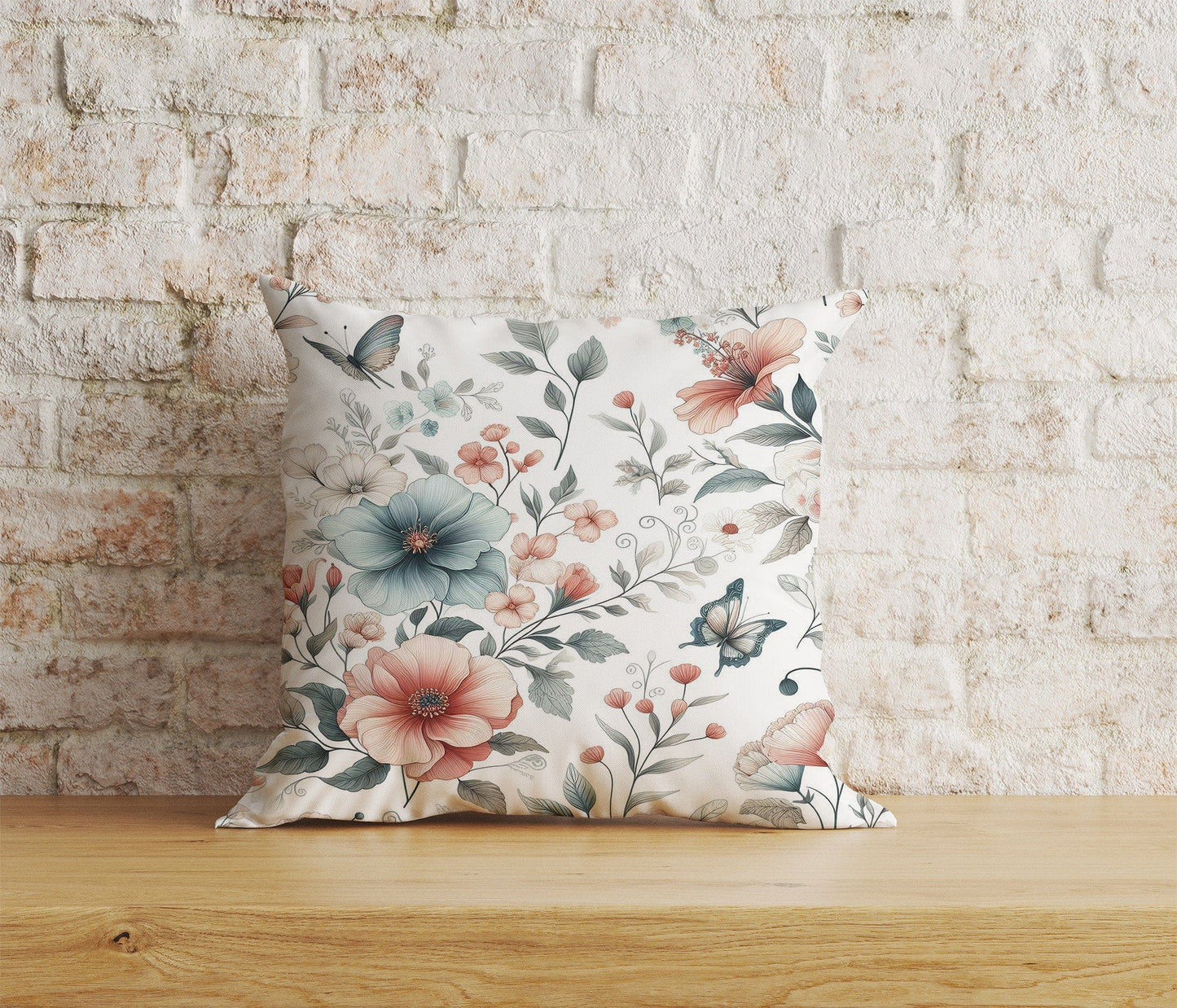 Onay Home Textile Cushion Covers 4 / 12 x 12 inch (30 x 30 cm) Double Side Navy Blue Flower Cushion Cover White Floral Pillow Cover