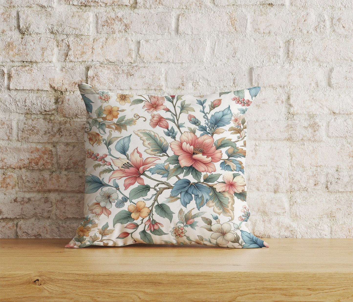Onay Home Textile Cushion Covers 3 / 12 x 12 inch (30 x 30 cm) Double Side Navy Blue Flower Cushion Cover White Floral Pillow Cover