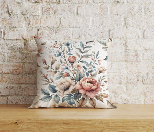 Onay Home Textile Cushion Covers 1 / 12 x 12 inch (30 x 30 cm) Double Side Navy Blue Flower Cushion Cover White Floral Pillow Cover