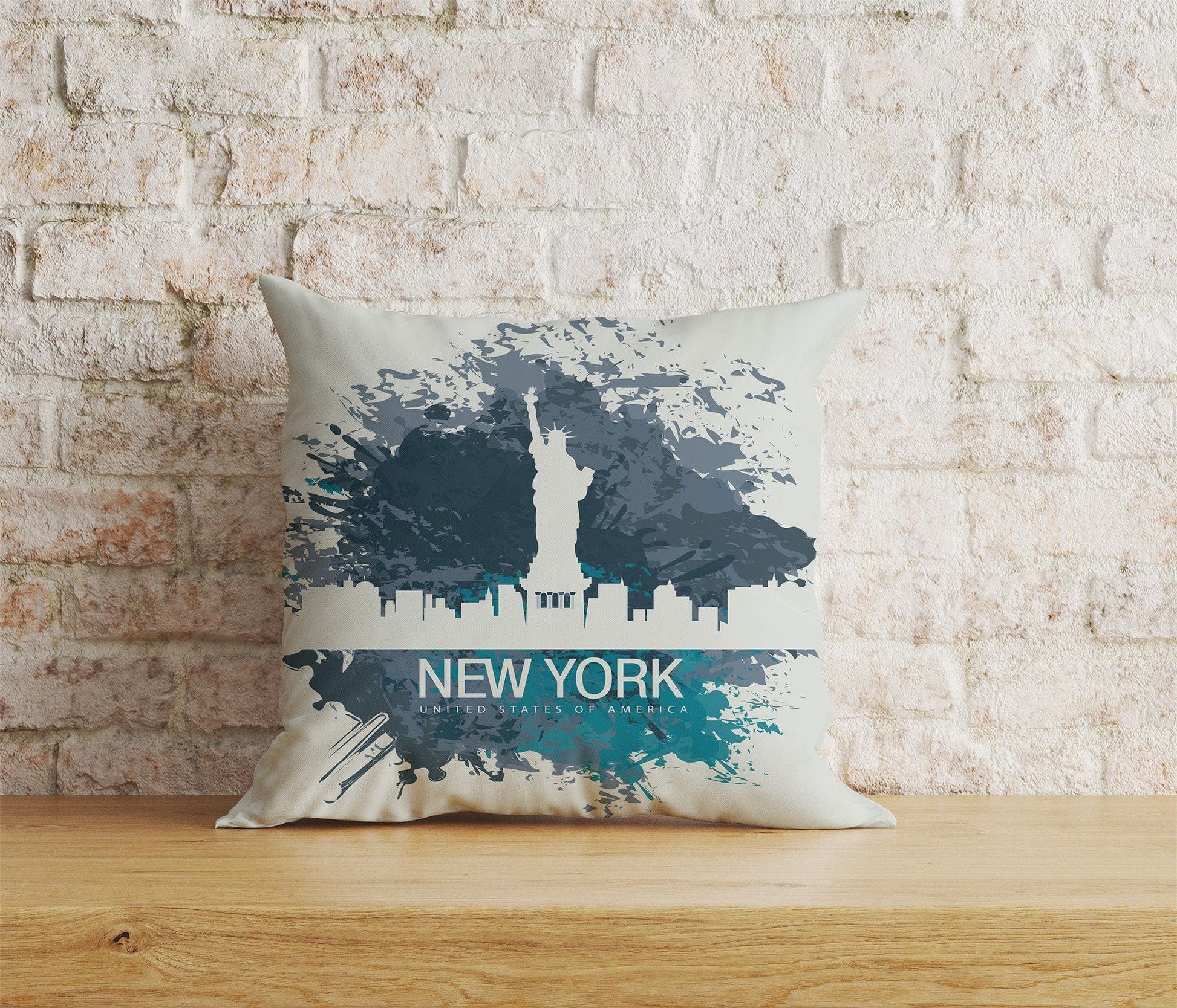 Onay Home Textile Cushion Covers 5 / 12 x 12 inch (30 x 30 cm) Double Side New York Skyline Cushion Cover New York Pillow Cover