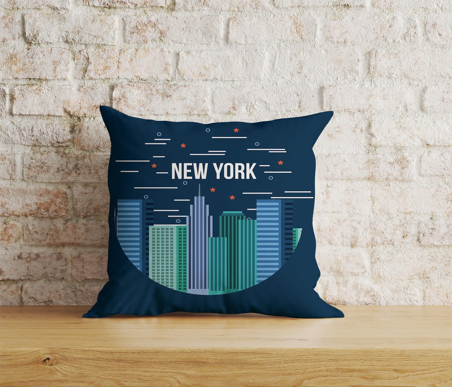 Onay Home Textile Cushion Covers 3 / 12 x 12 inch (30 x 30 cm) Double Side New York Skyline Cushion Cover New York Pillow Cover