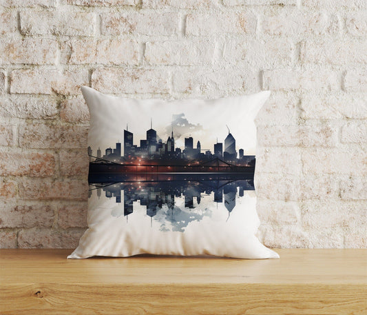 Onay Home Textile Cushion Covers 1 / 12 x 12 inch (30 x 30 cm) Double Side New York Skyline Cushion Cover New York Pillow Cover